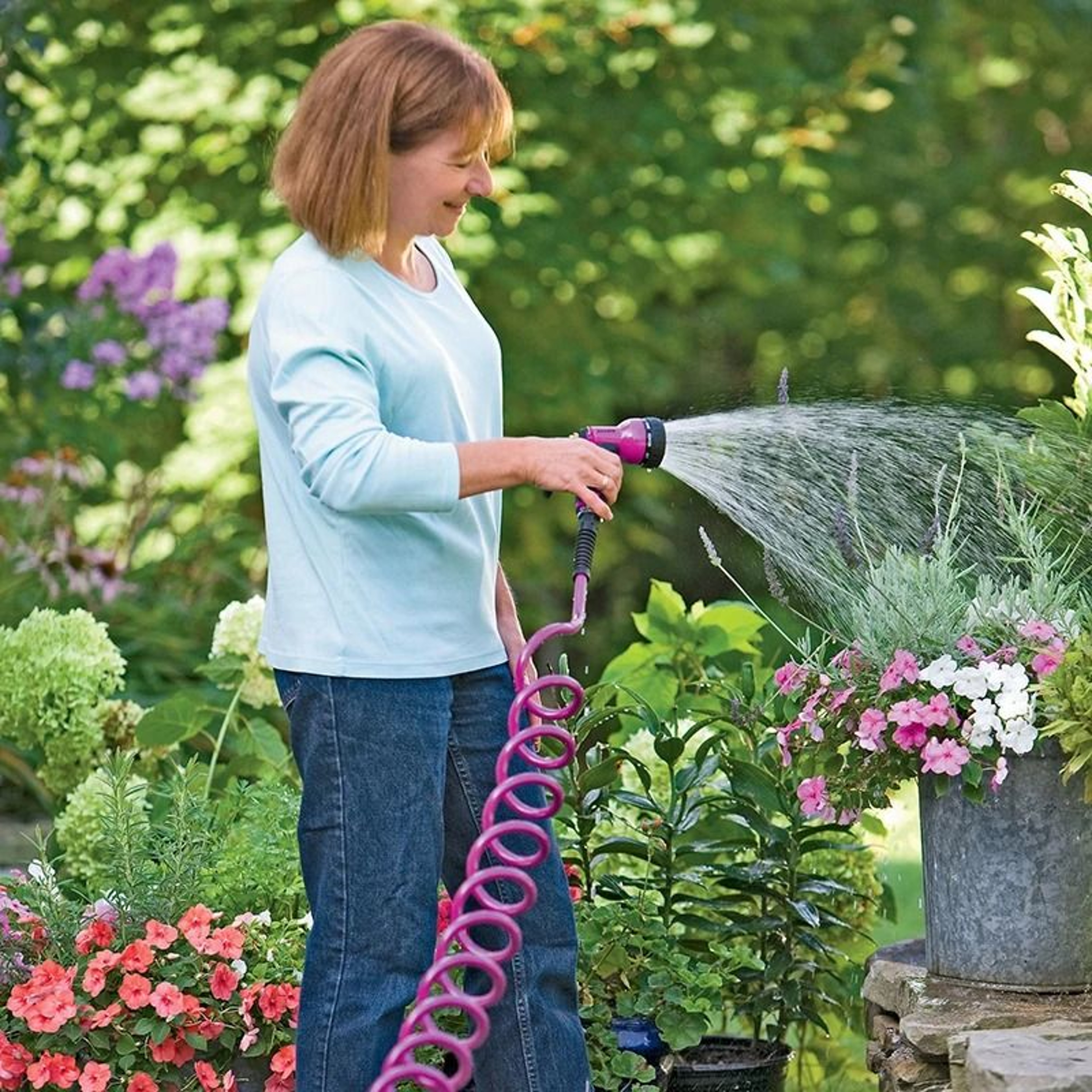 Compact EVA Recoil Garden Hose With Spray Gun For Washing And Watering 7