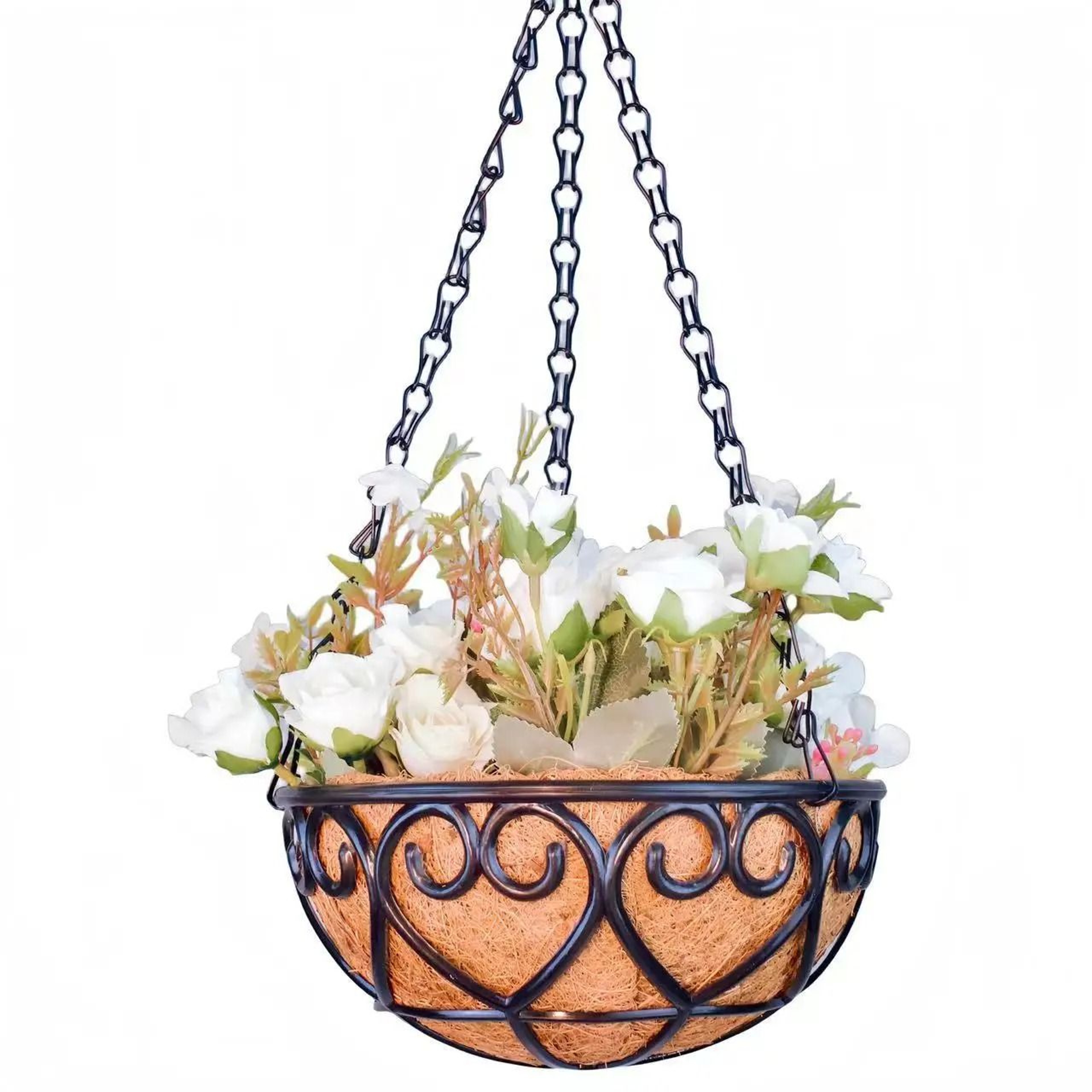 Coconut Style Hanging Planter Basket With Iron Chain 0