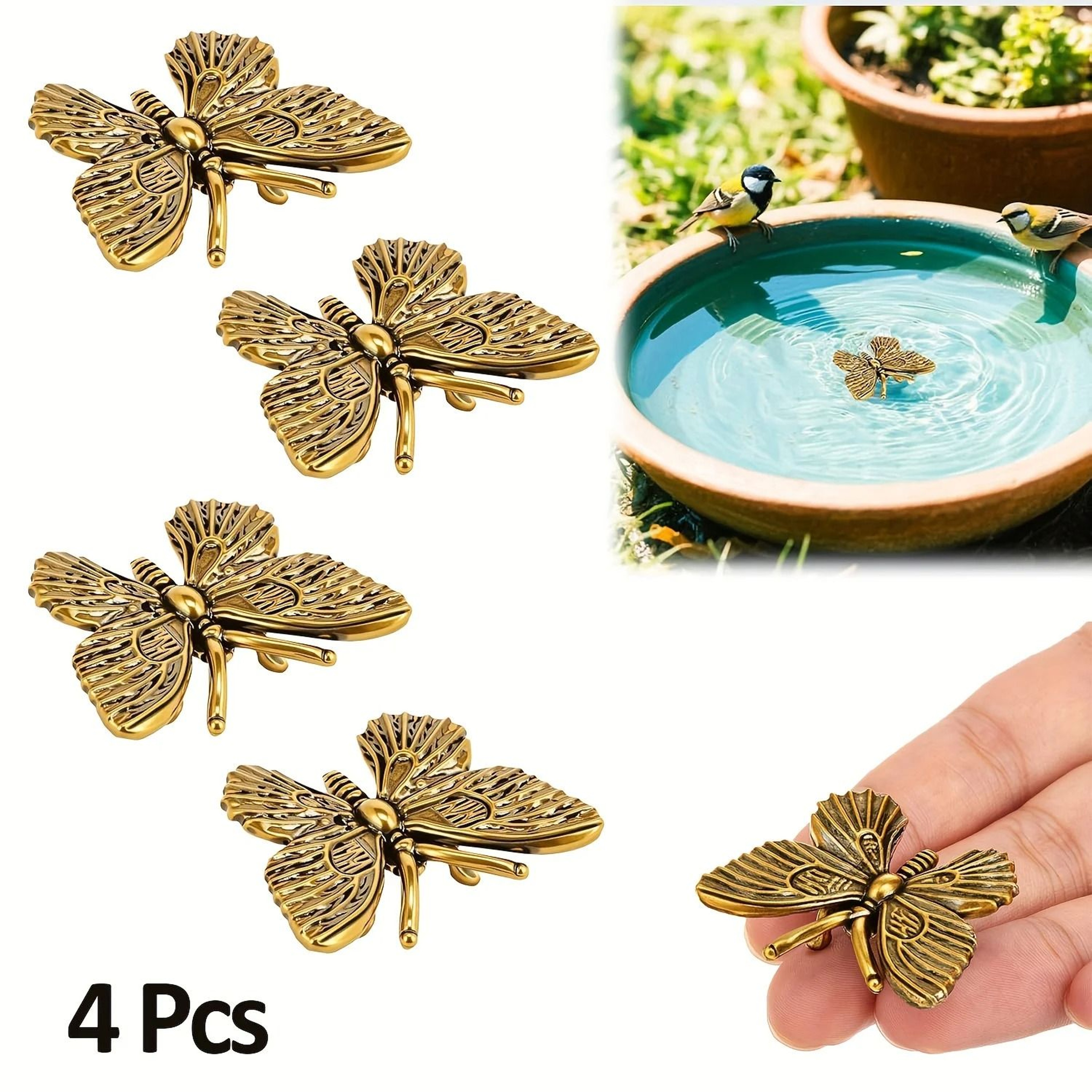 4 Piece Vintage Brass Butterfly Mini Metal Figurine Set 2