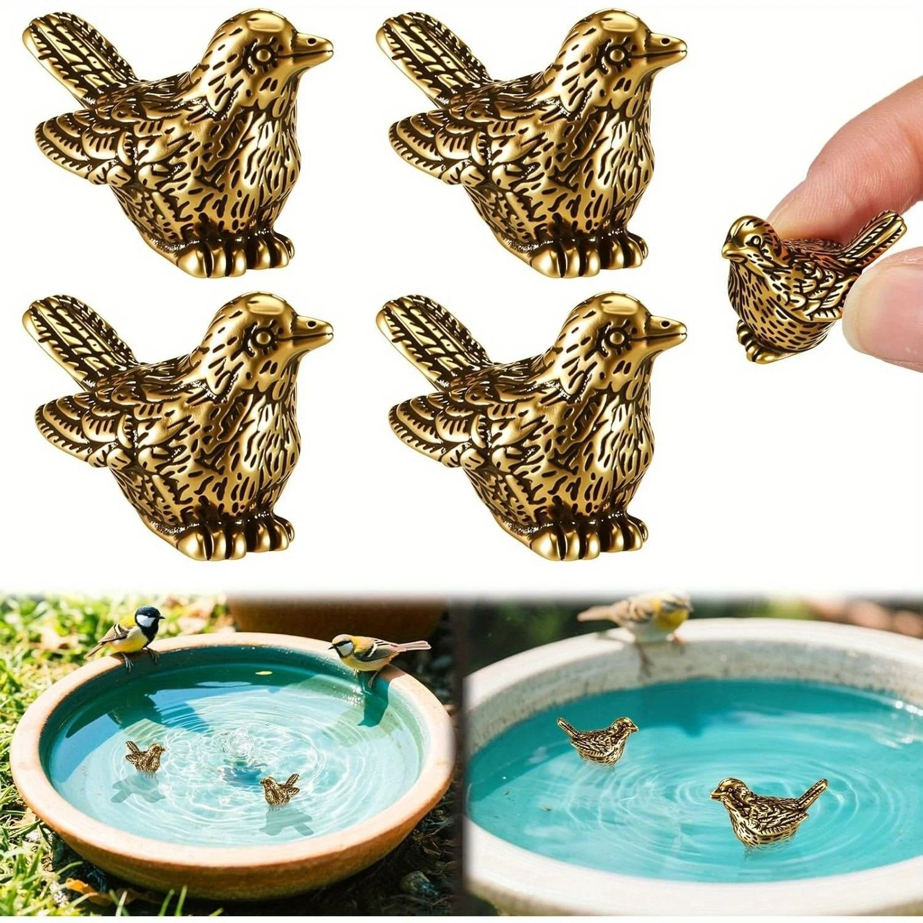 4 Piece Vintage Brass Butterfly Mini Metal Figurine Set 0