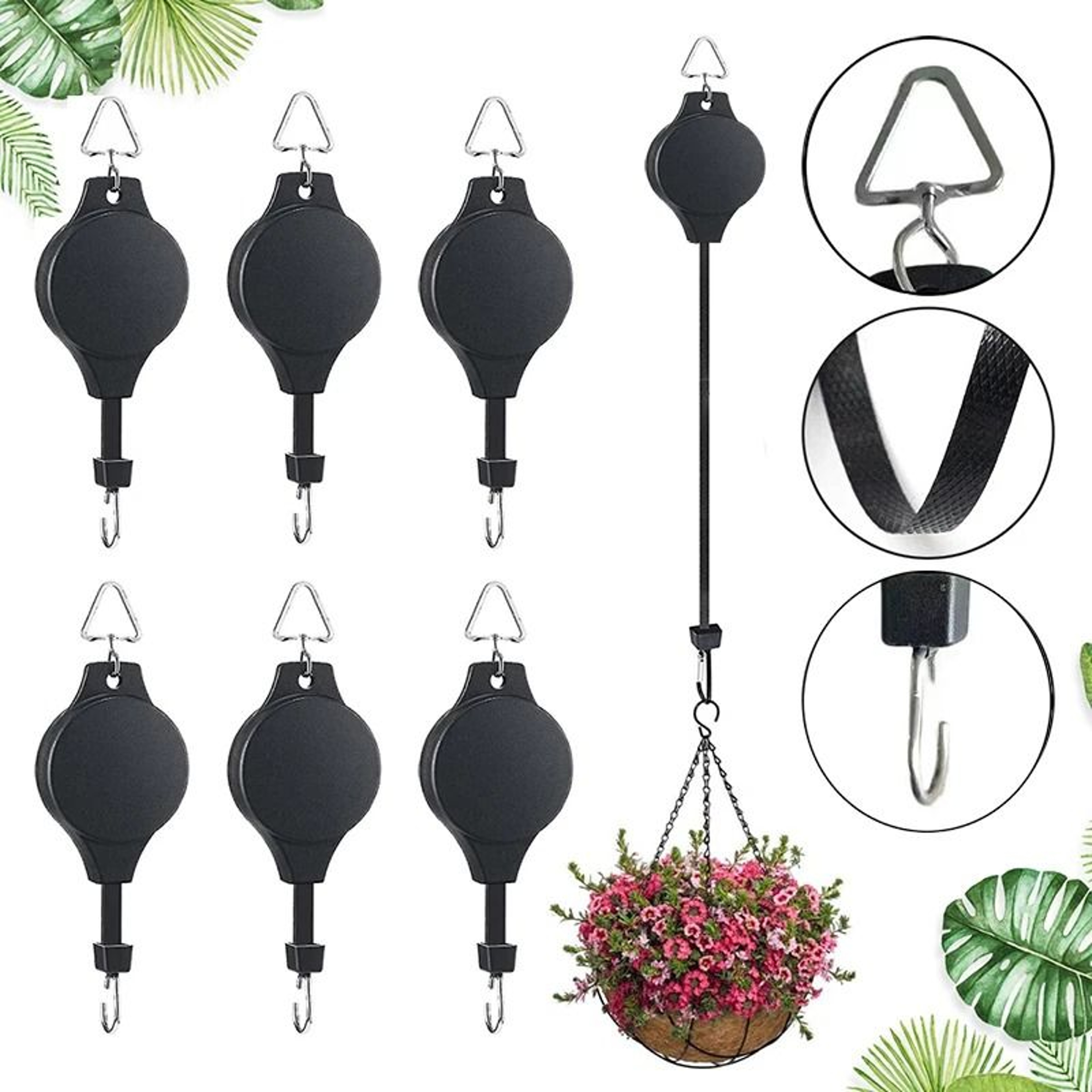 Adjustable Retractable Plant Pulley Hook For Easy Hanging Basket Watering And Care 3