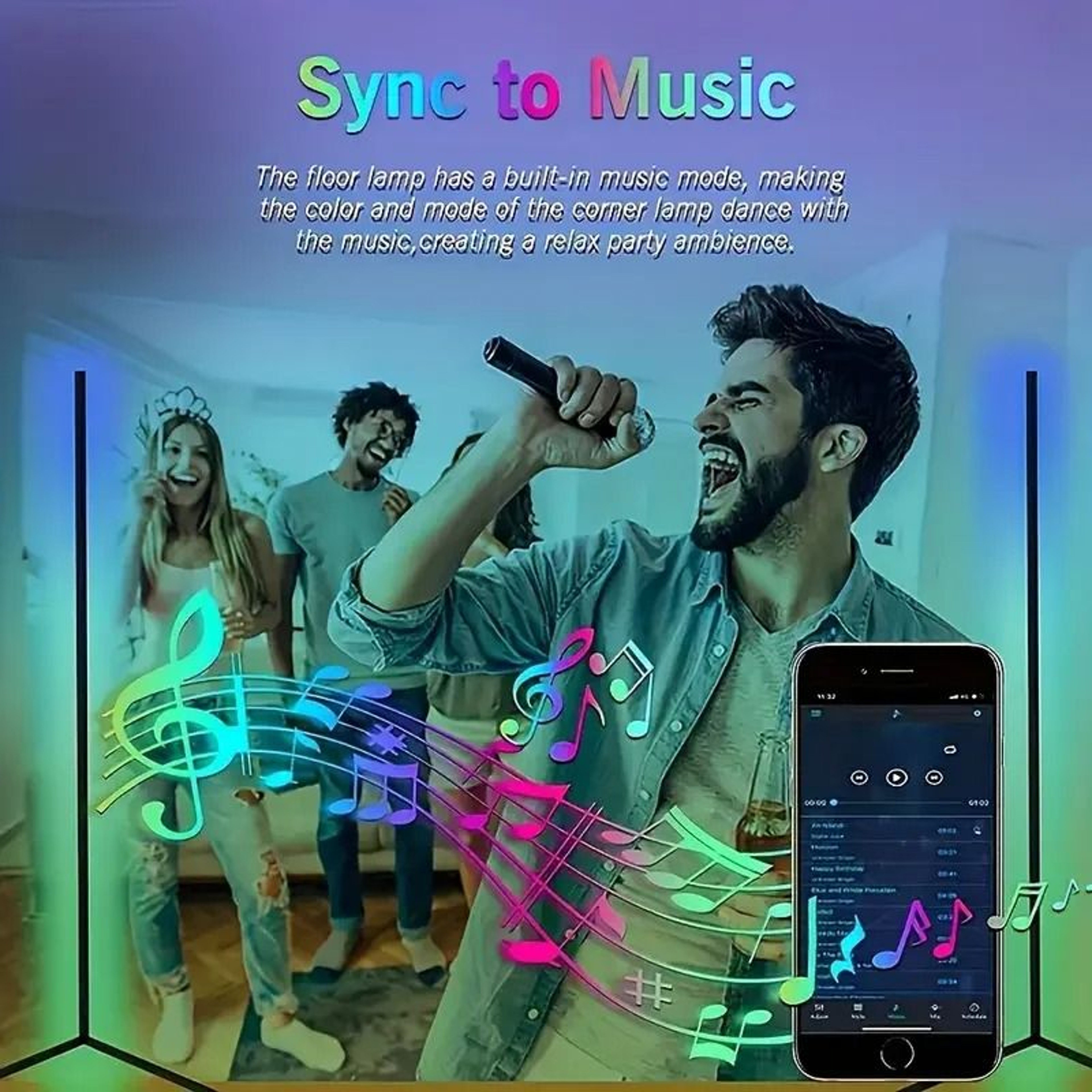 Smart RGB Music Sync Corner Floor Lamp 4