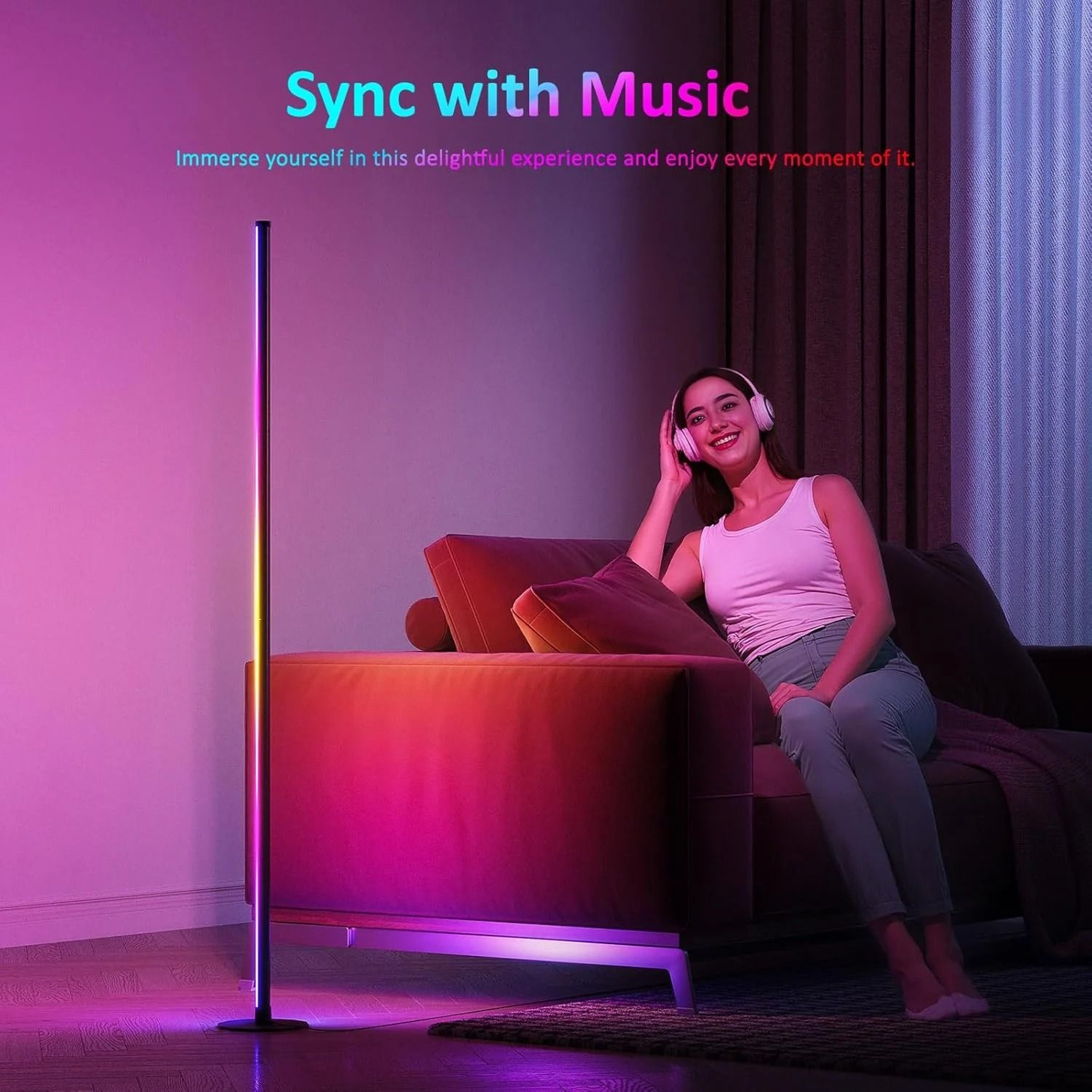 Smart RGBIC Corner Floor Lamp With App Remote And Custom Color Effects 5