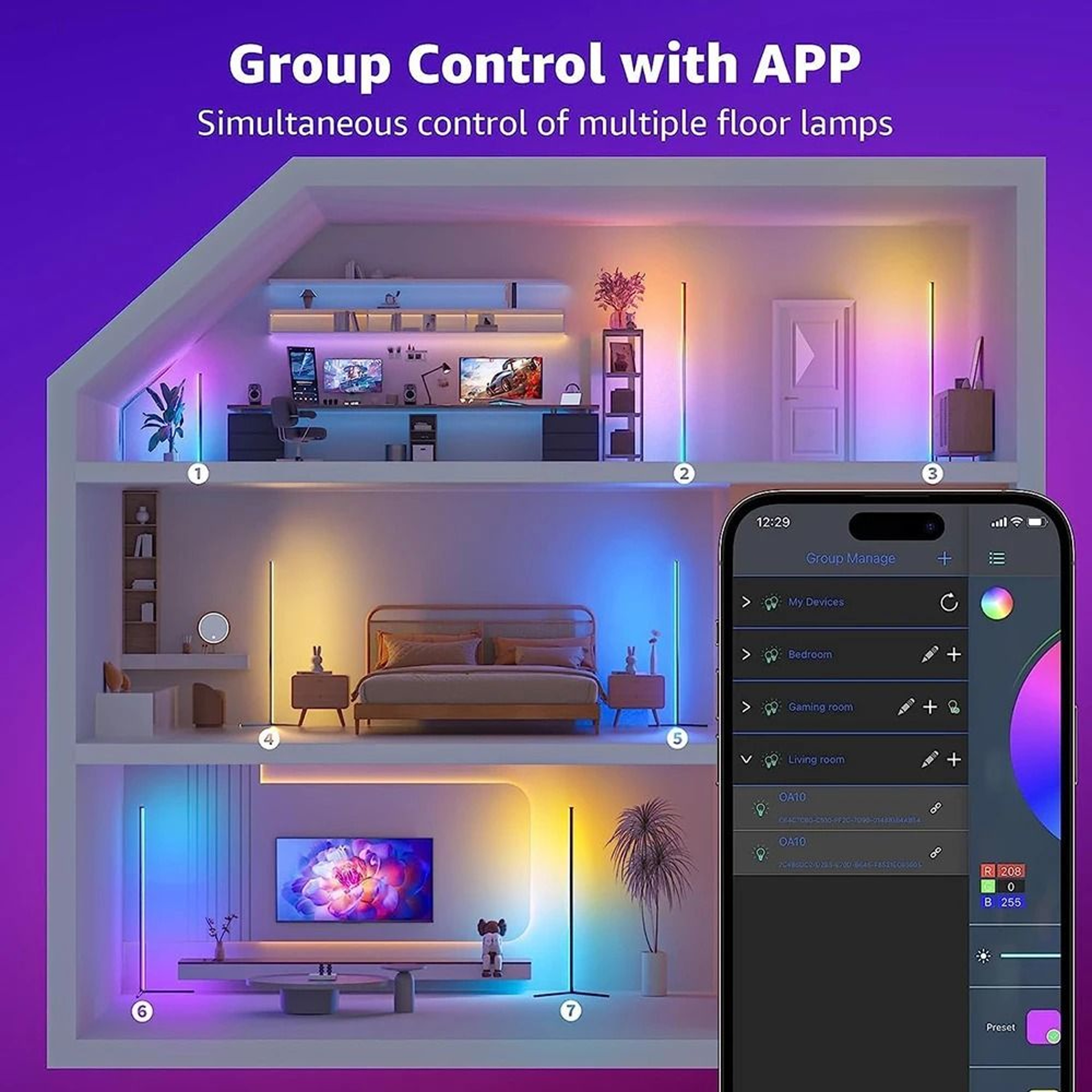 Smart RGB Corner Floor Lamp With App Control For Relaxing Nordic Ambience 6