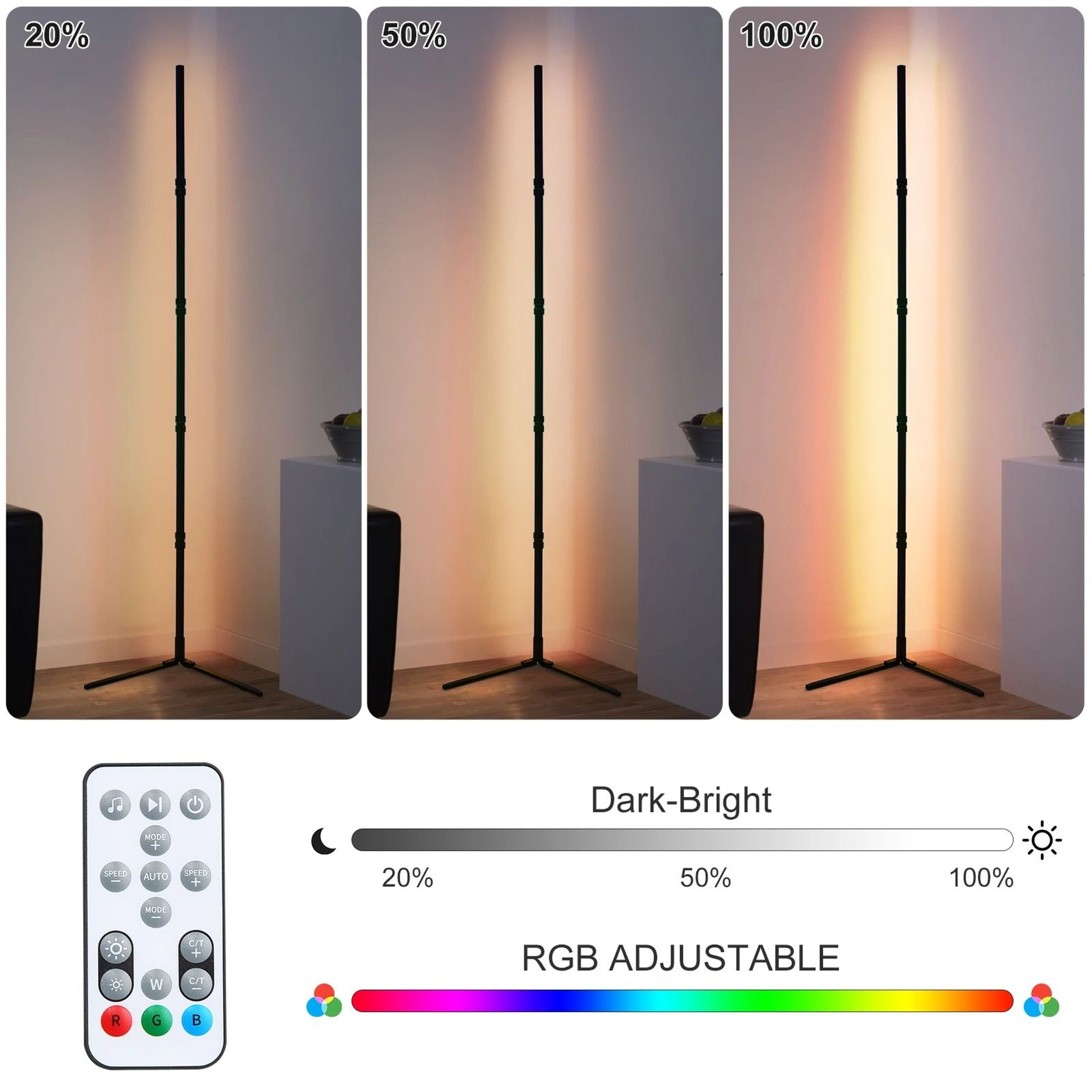 Smart Tuya RGB Corner Floor Lamp With App And Remote Mood Lighting 10
