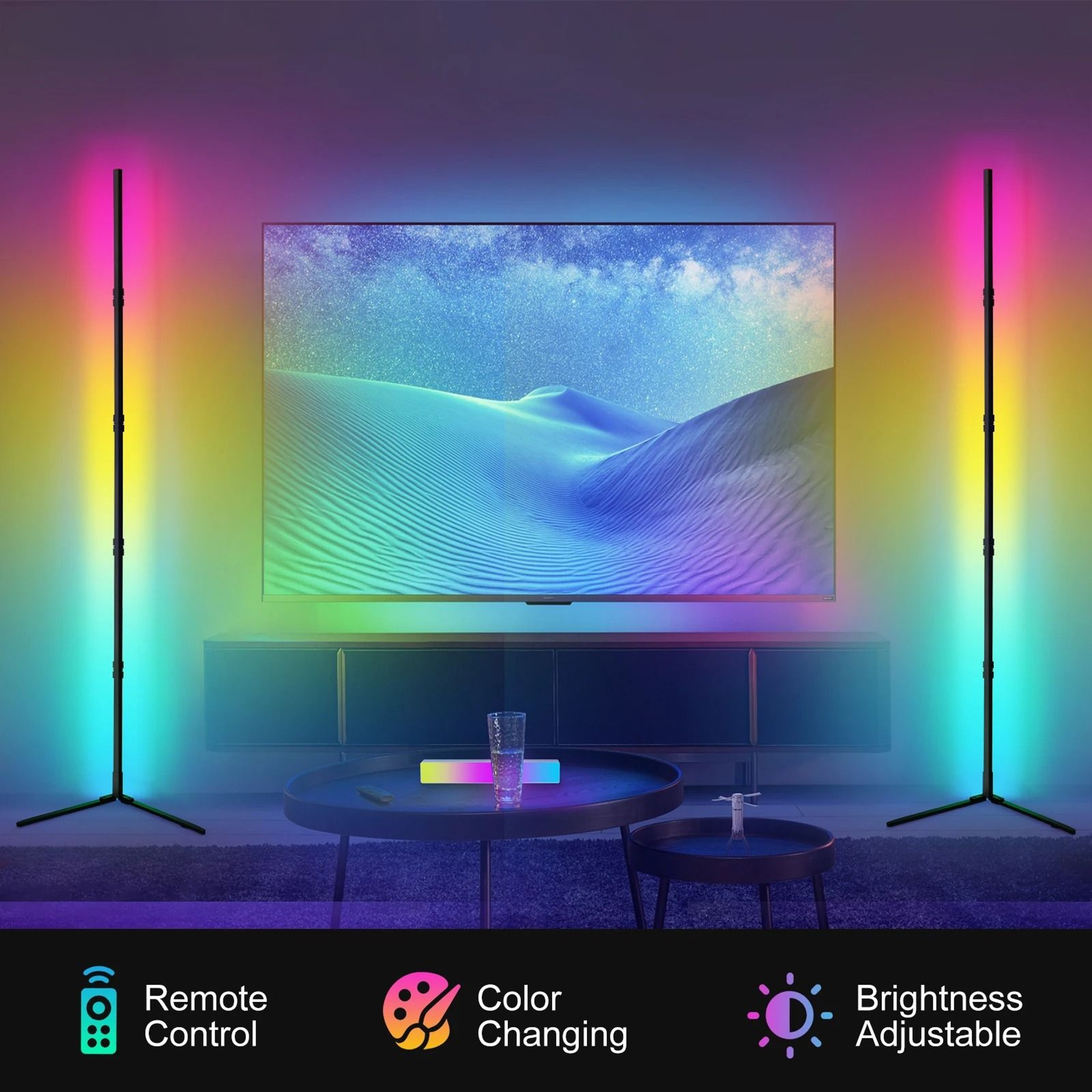 Smart Tuya RGB Corner Floor Lamp With App And Remote Mood Lighting 12
