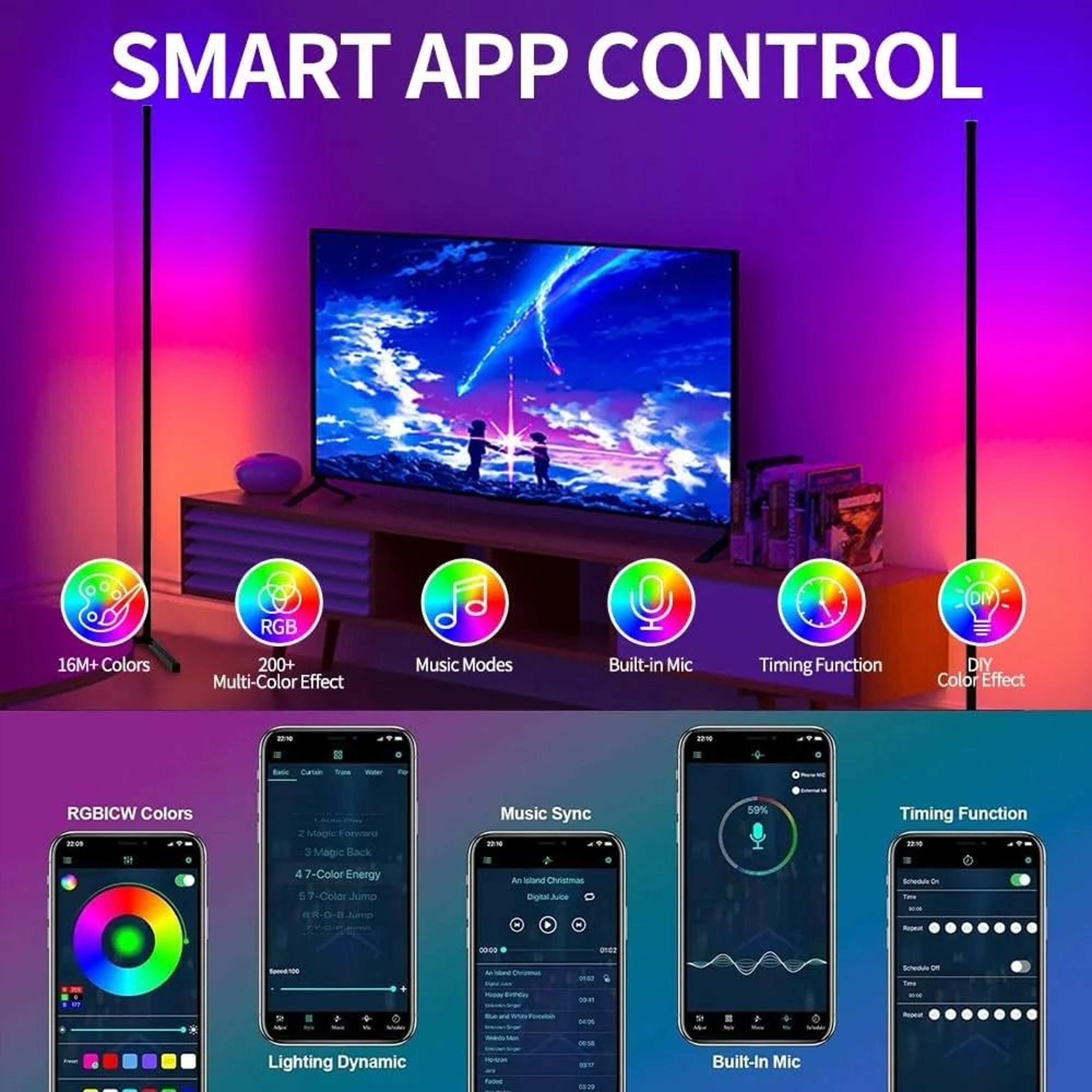 LumiSync Smart RGB Corner Floor Lamp 6