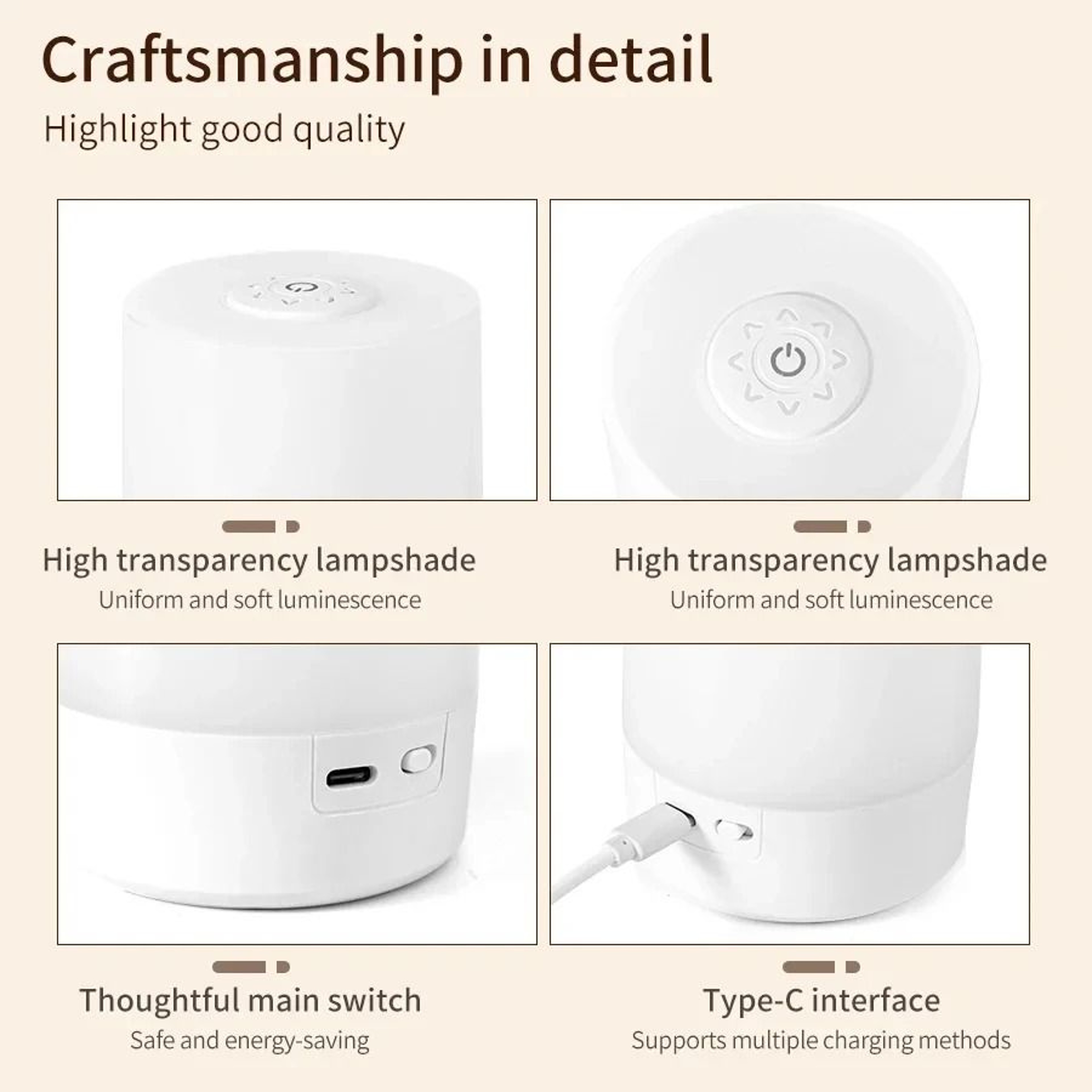 Rechargeable Touch Night Light With Remote Dimmable Three Color Bedside Glow 7