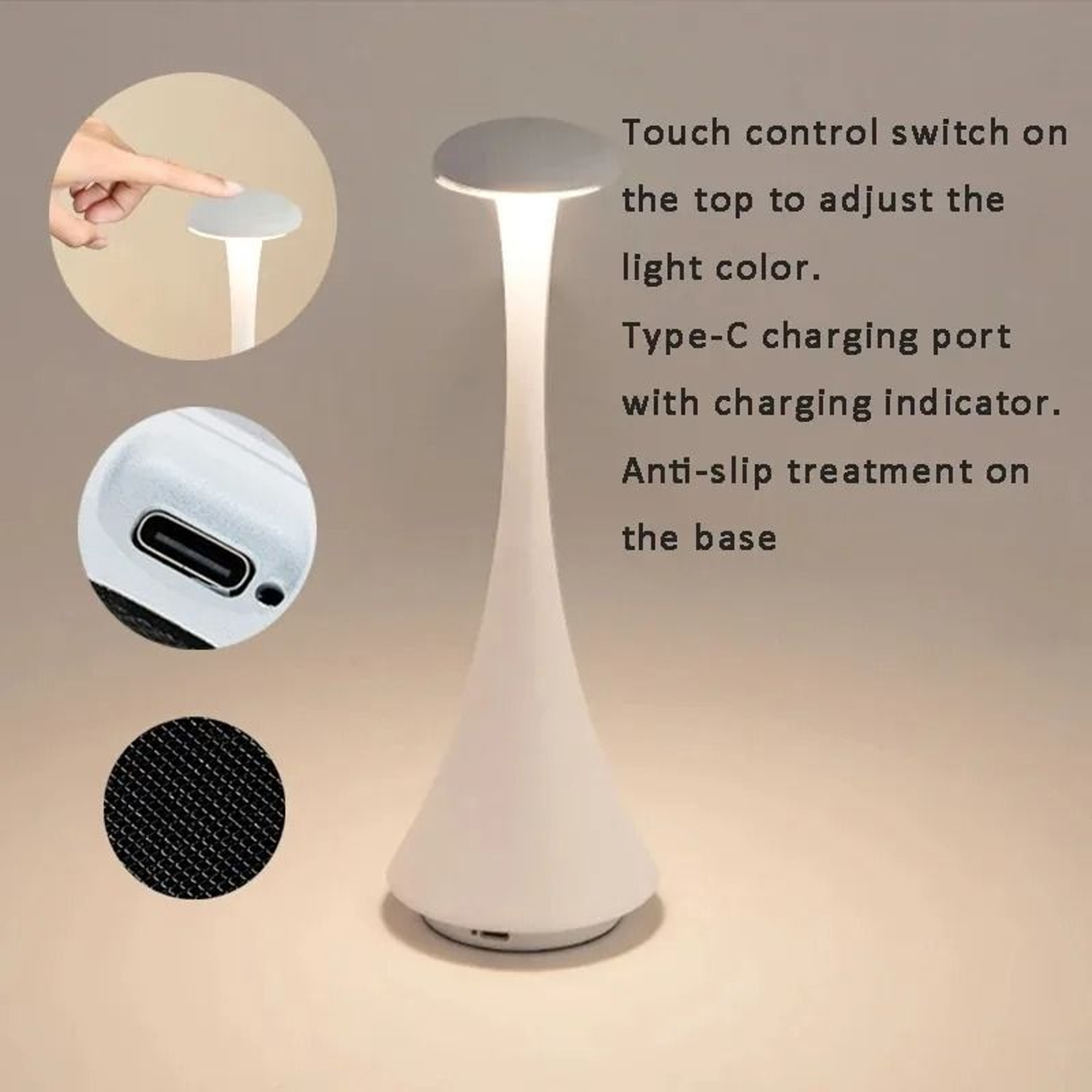 Rechargeable Mushroom Touch Table Lamp With Wireless USB C Ambient Lighting 9