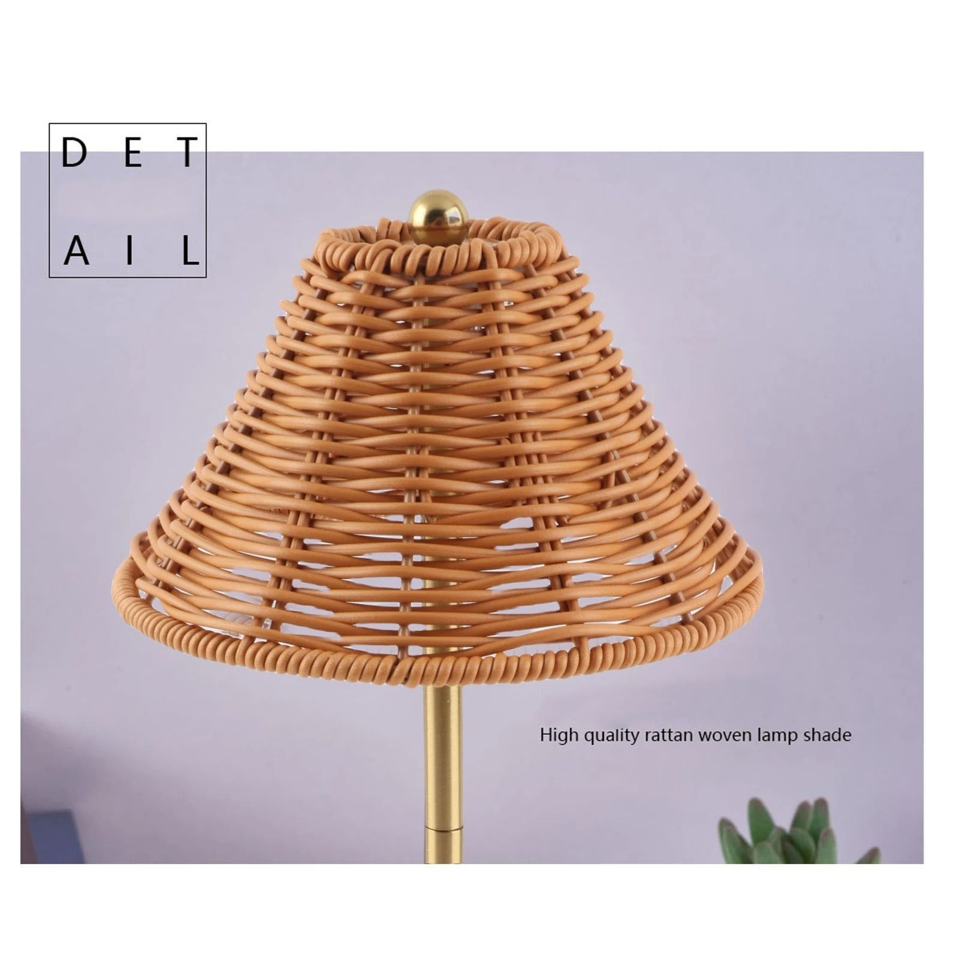 Rechargeable Rattan Bedside Lamp With Dimmable Eye Care Reading Light Design 4