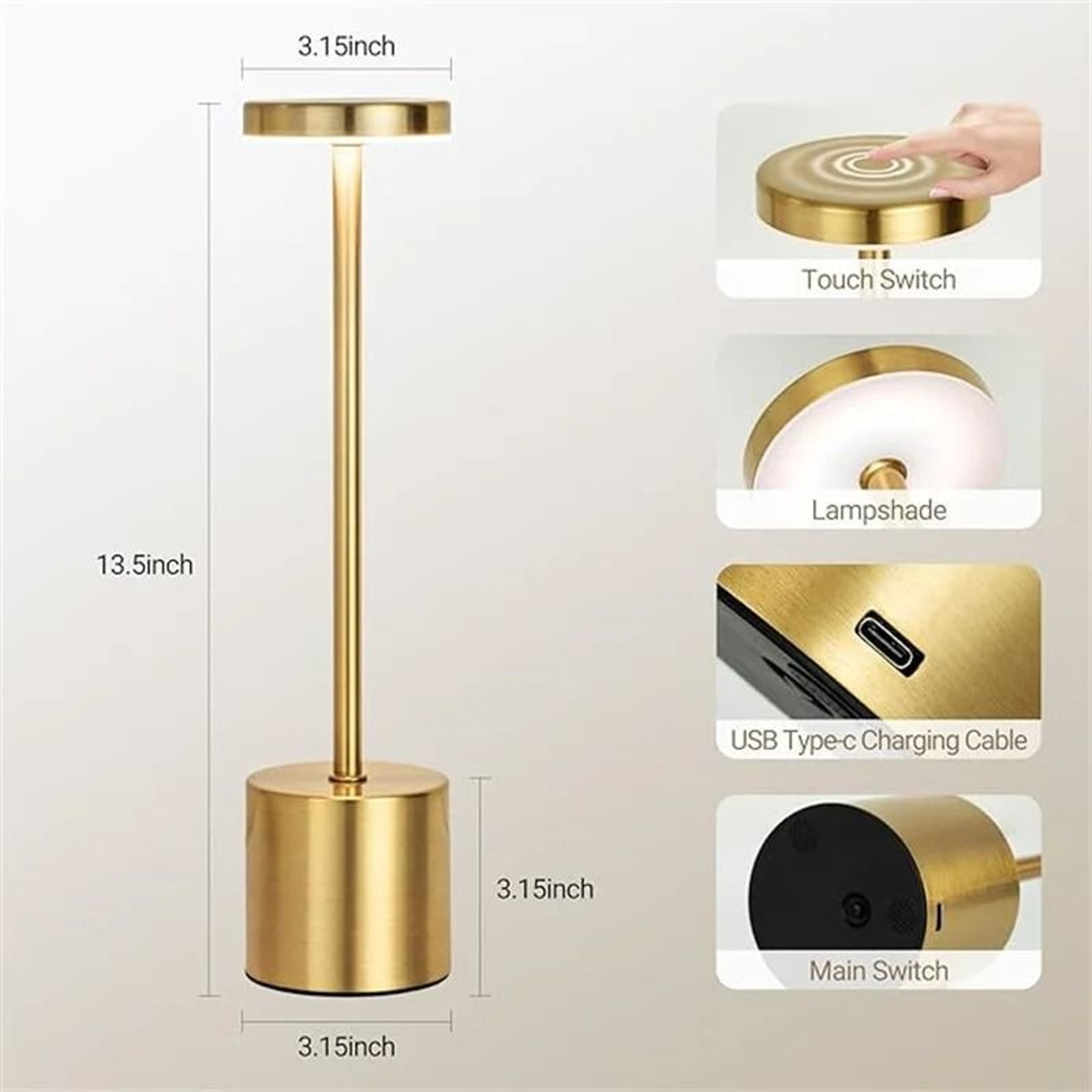 Rechargeable Touch Table Lamp With Warm Dimmable Light For Cozy Spaces 7