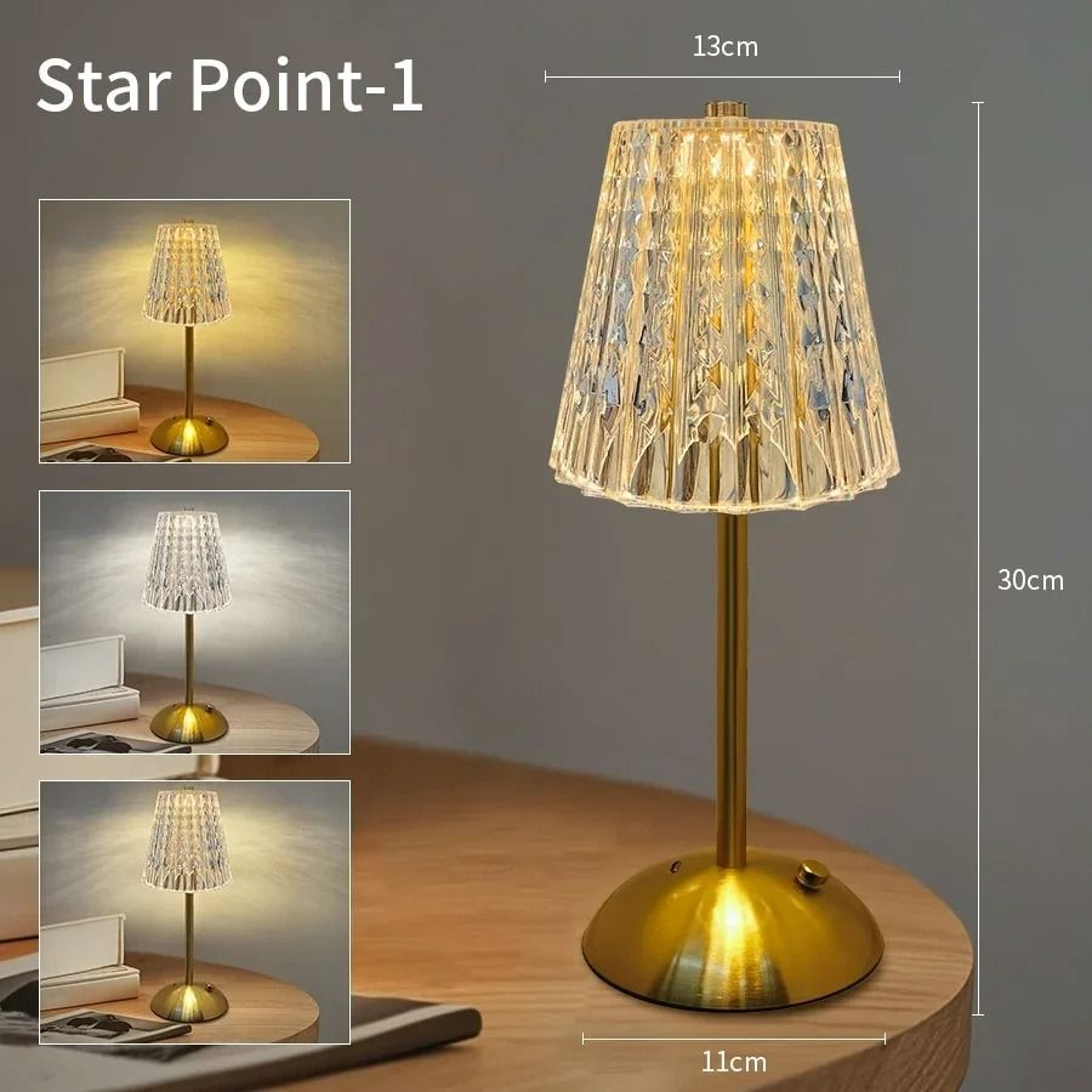 Rechargeable Crystal Touch Table Lamp With Dimmable Cordless Ambient Bedside Lighting 1