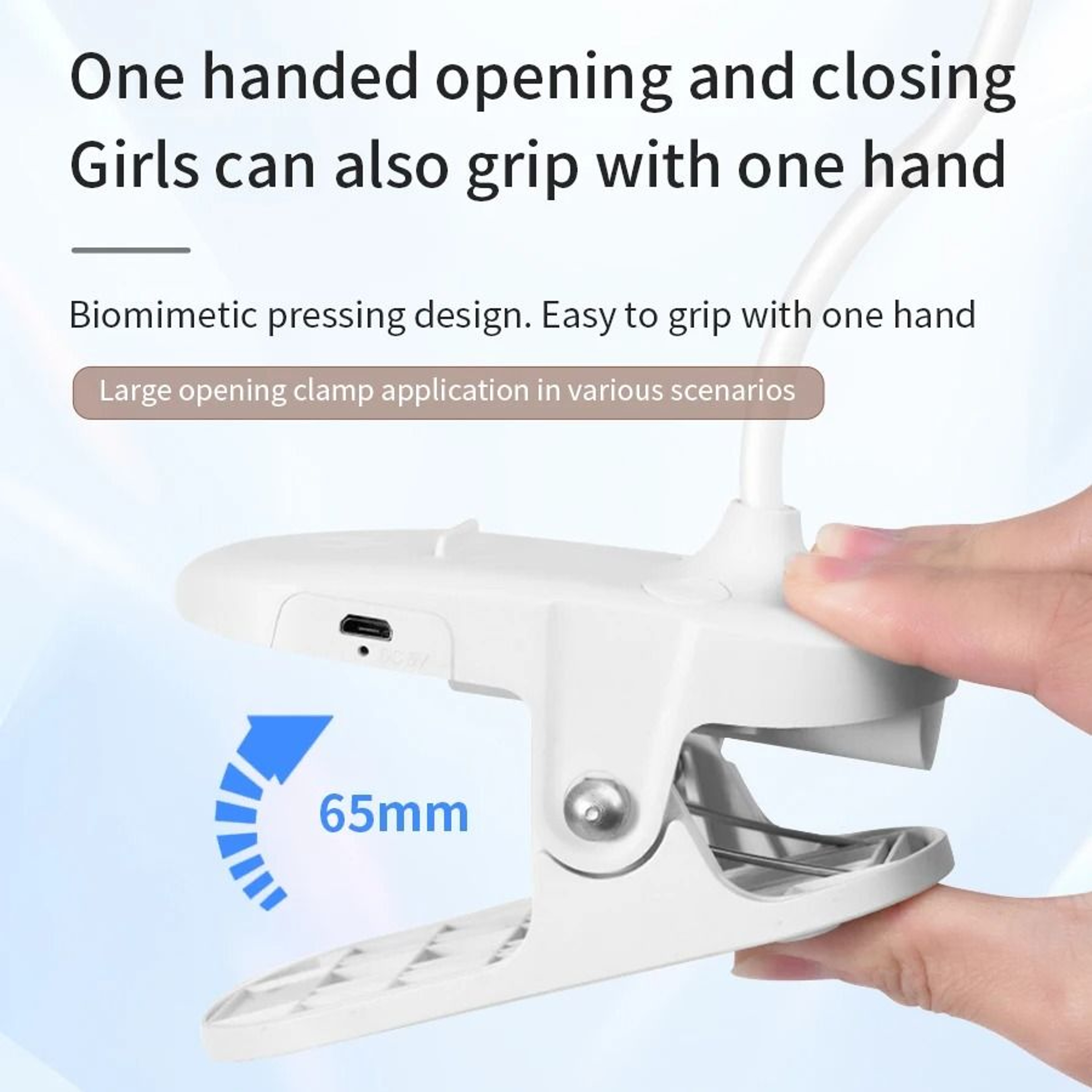 Rechargeable Folding Clamp Desk Lamp With Touch Dimming Eye Comfort Lighting 5