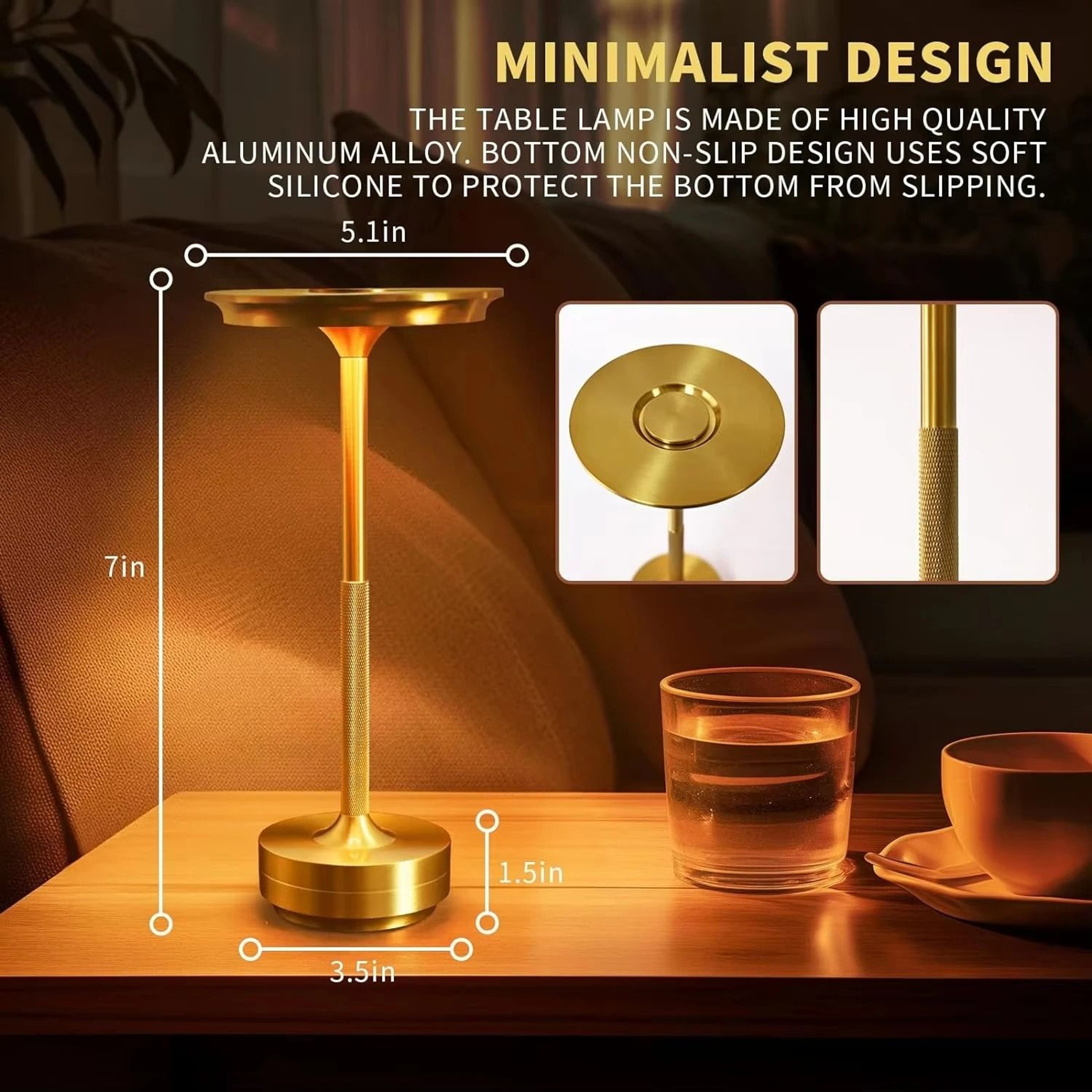 Rechargeable Waterproof Touch Table Lamp With Three Color Stepless Dimming Control 6