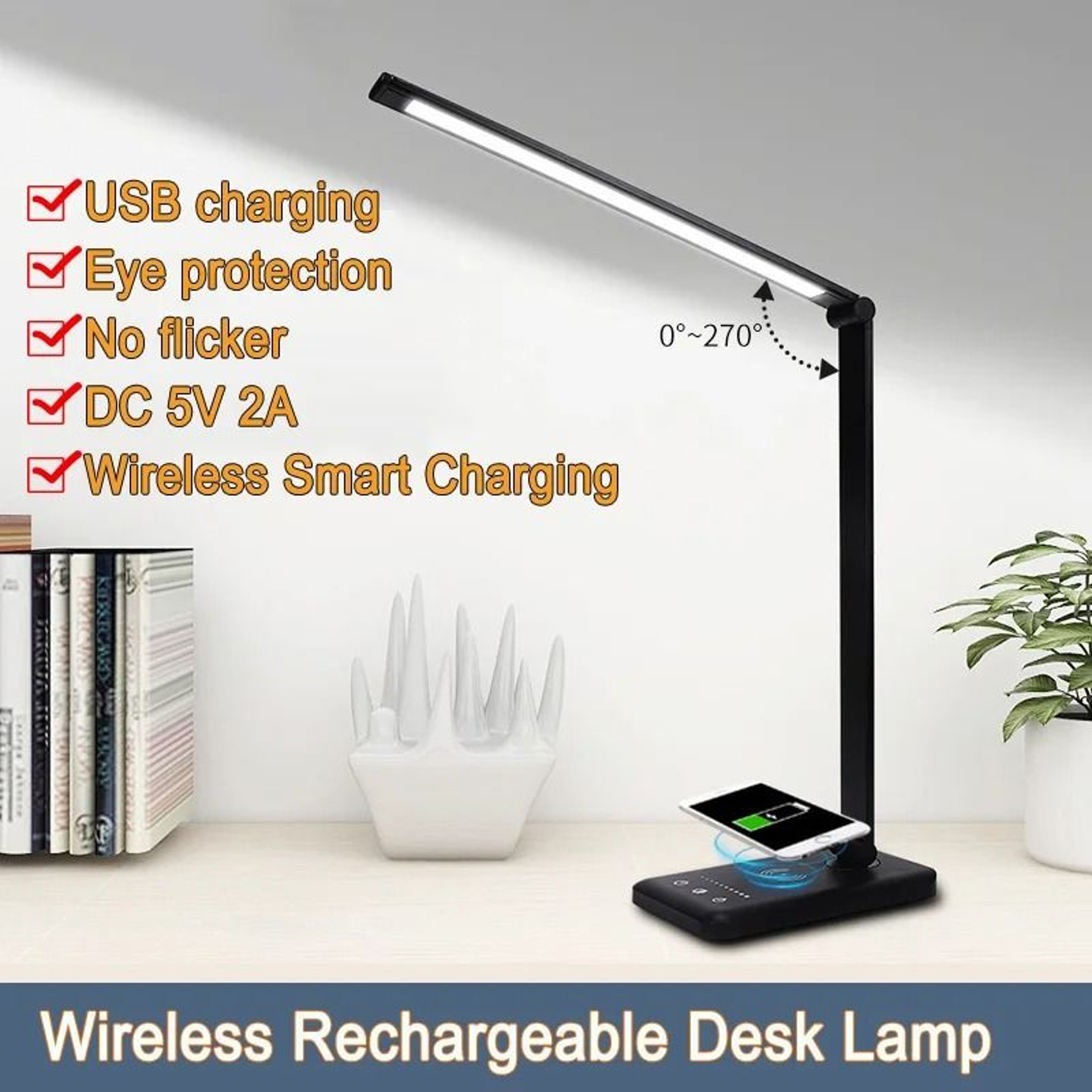 Rechargeable Folding Touch Desk Lamp For Portable Study Work And Reading 7