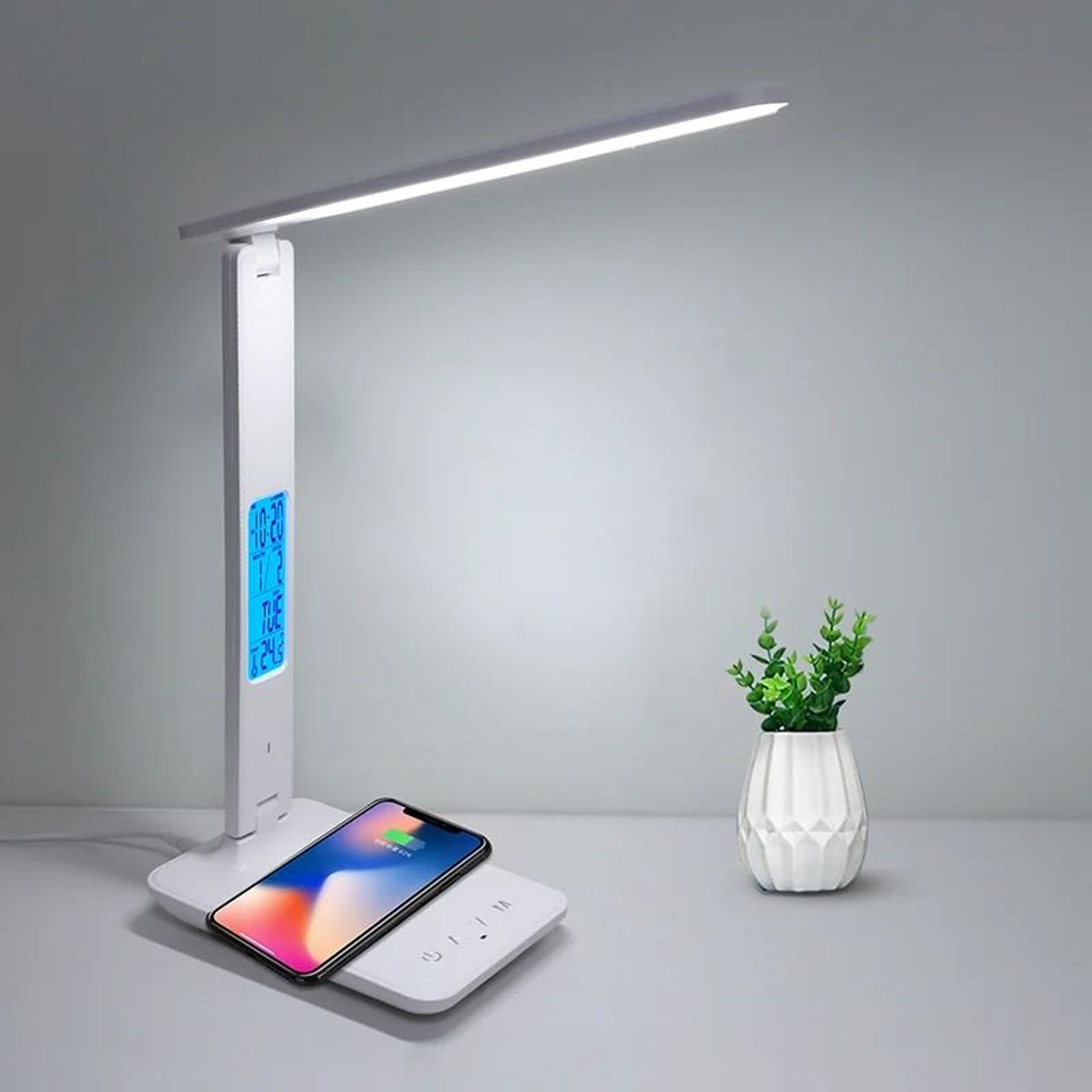 LAOPAO Wireless Charging Desk Lamp With Clock And Adjustable Eye Comfort 1