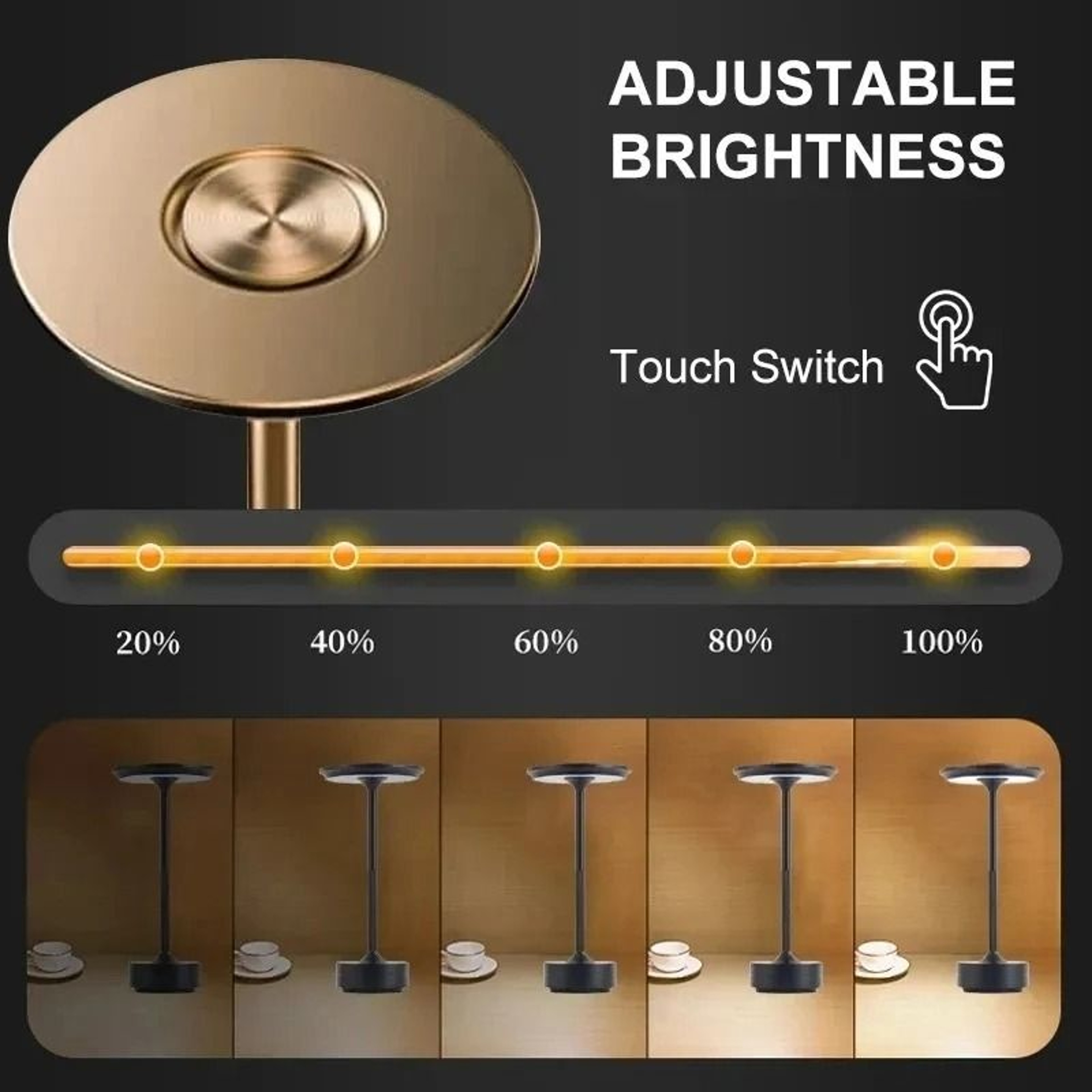Rechargeable Cordless Table Lamp With Touch Dimming For Elegant Dining Ambiance 9