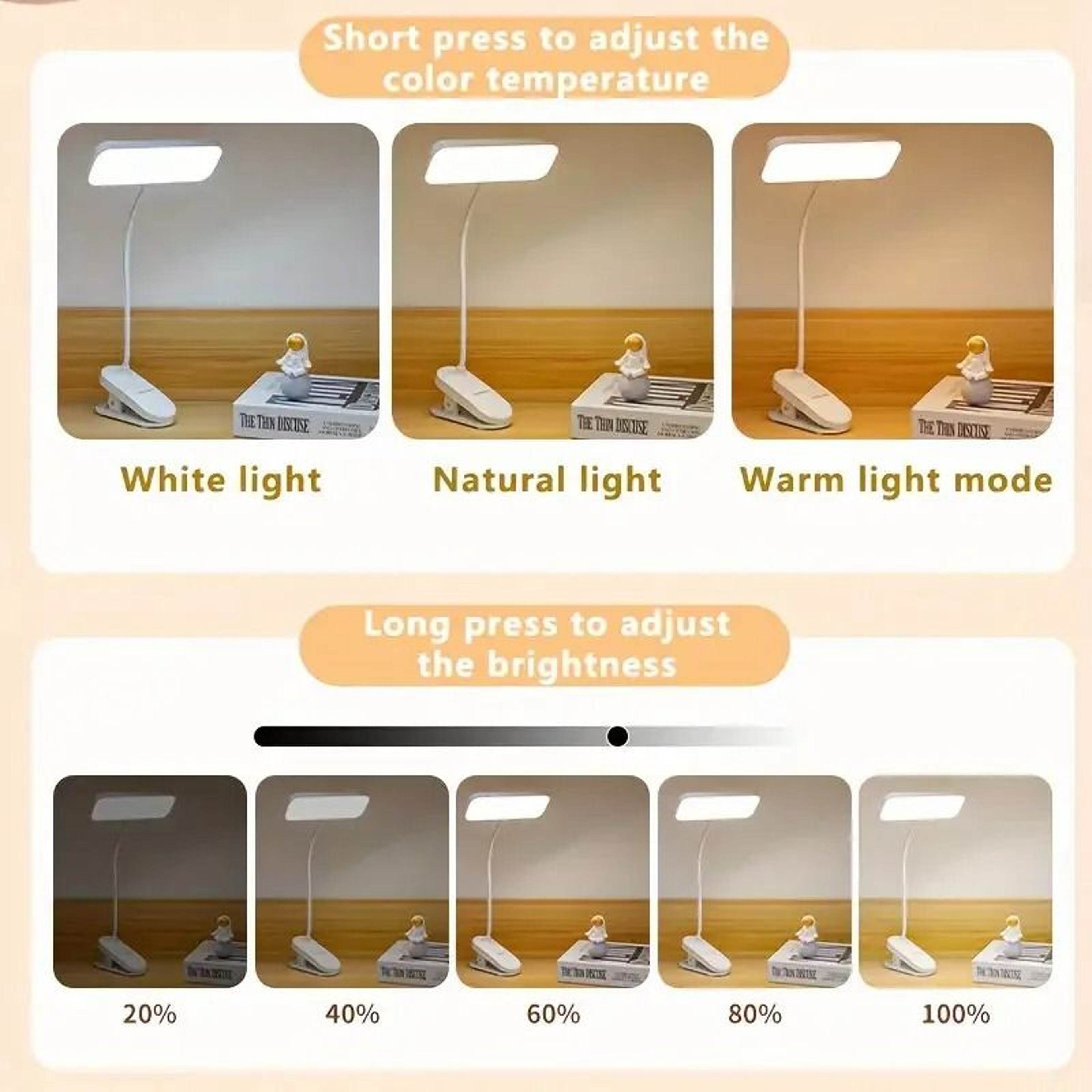 Rechargeable Clip On LED Desk Lamp For Focused Study Anywhere Daily 3