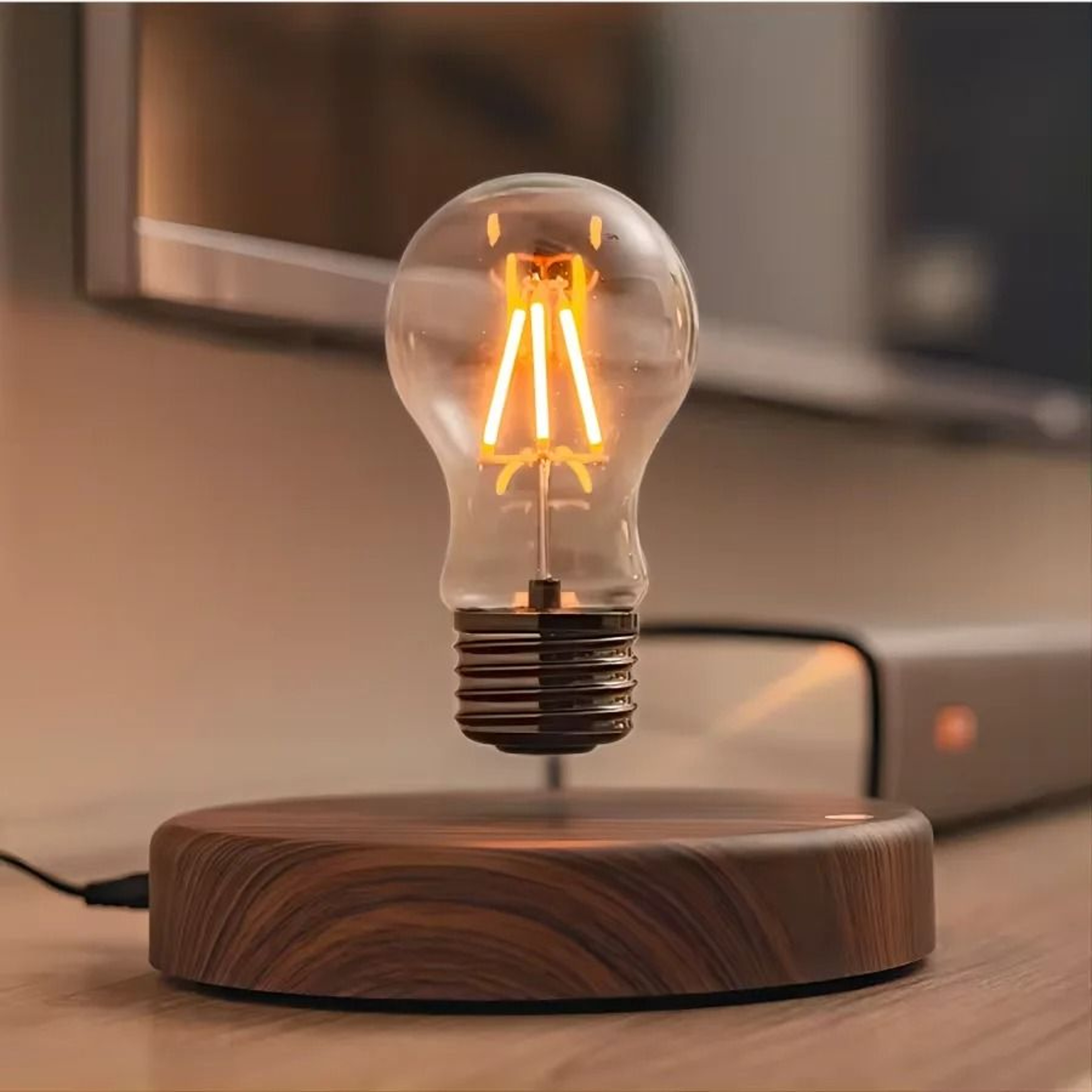 Magnetic Levitation Glass Bulb Lamp Creates Floating Light For Modern Desks 0