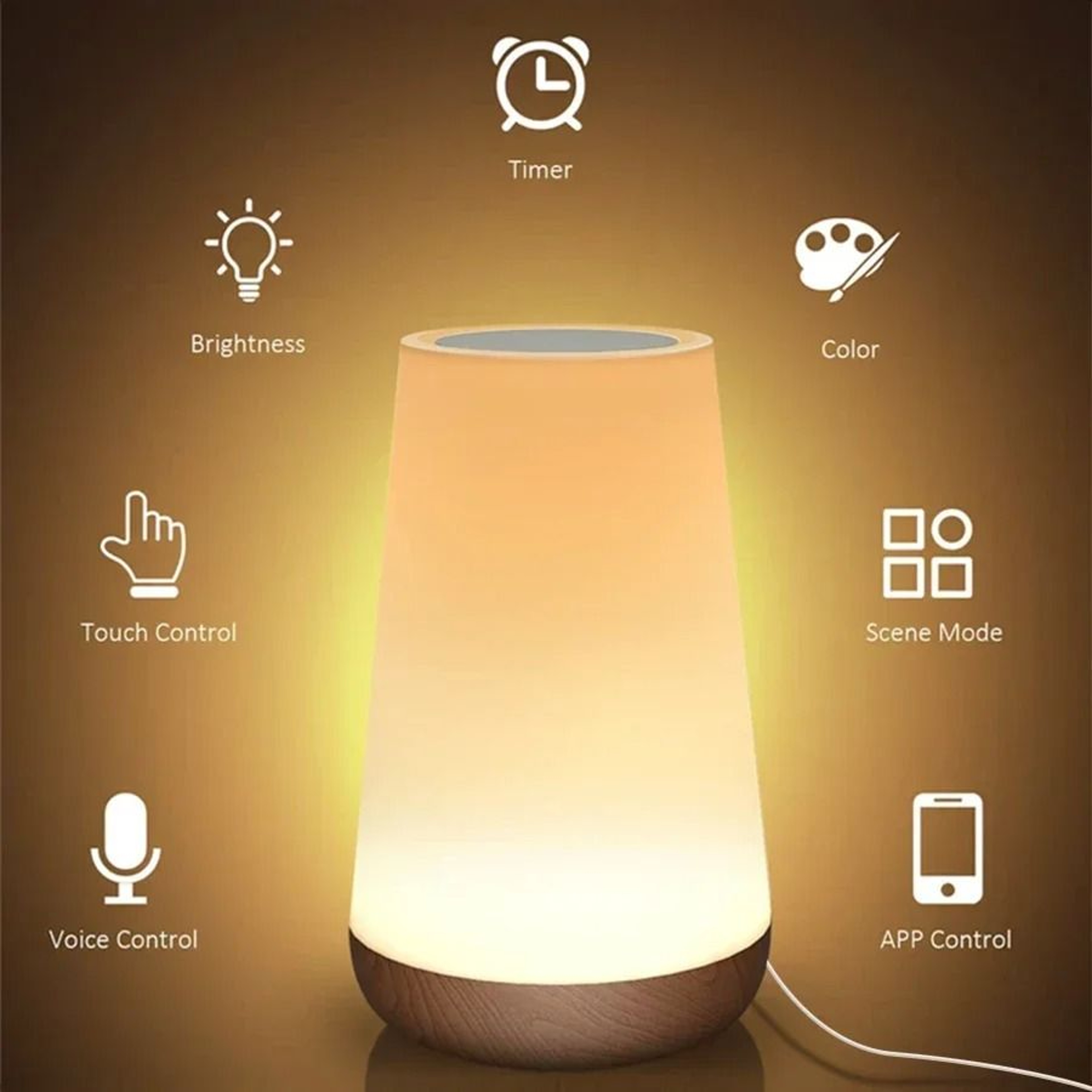 Tuya RGB Smart Bedside Lamp With Voice App Touch Dimming Control 6