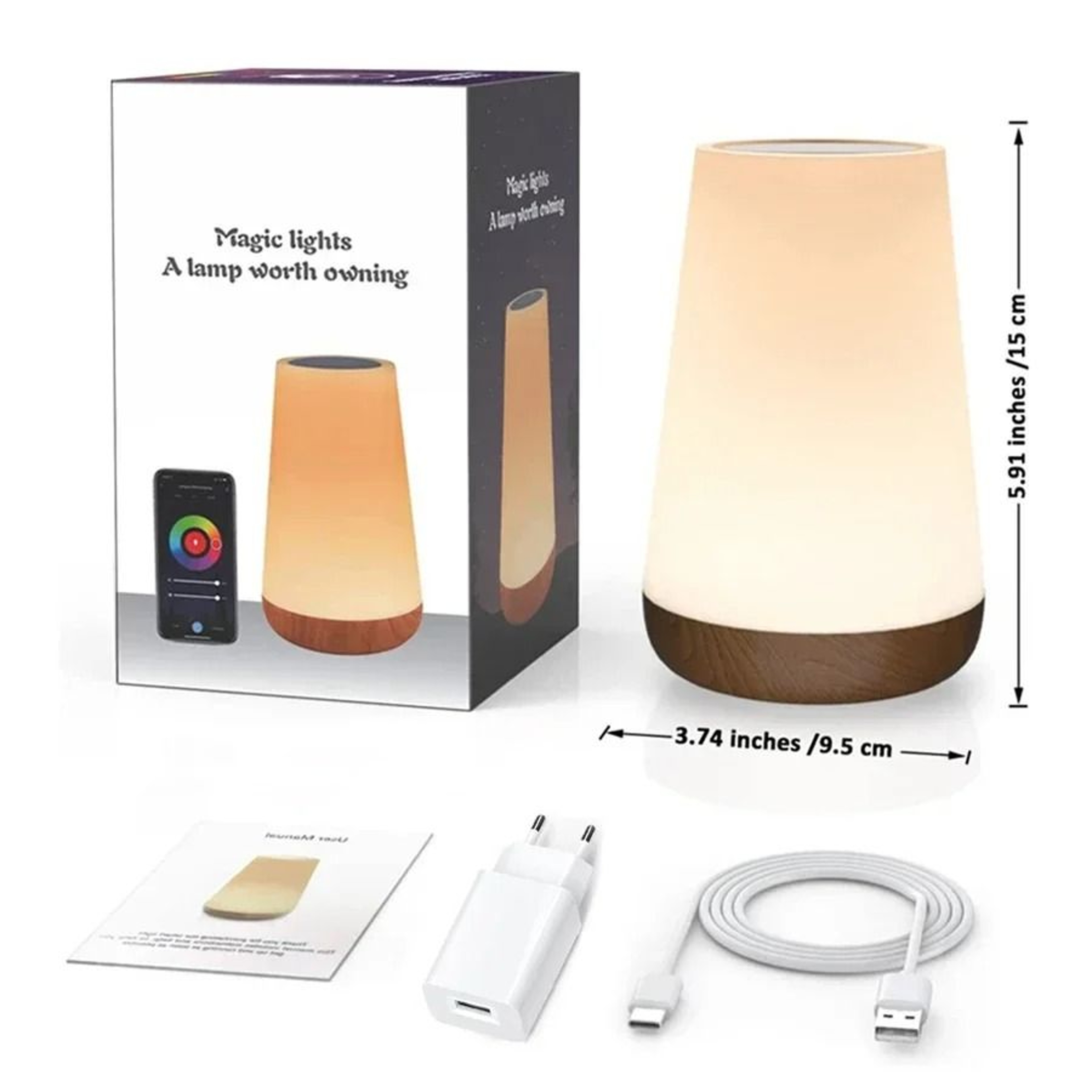 Tuya RGB Smart Bedside Lamp With Voice App Touch Dimming Control 2