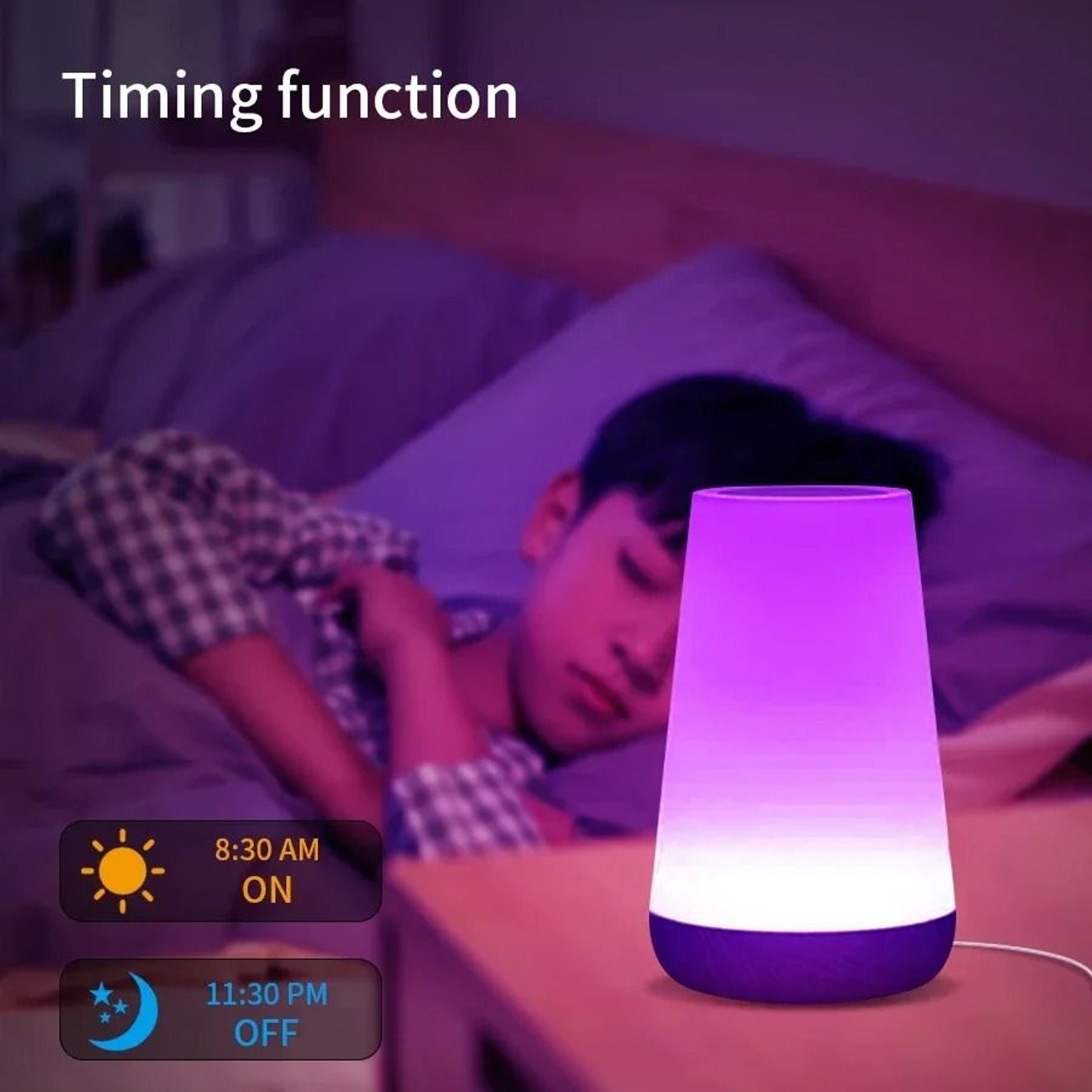 Tuya RGB Smart Bedside Lamp With Voice App Touch Dimming Control 5
