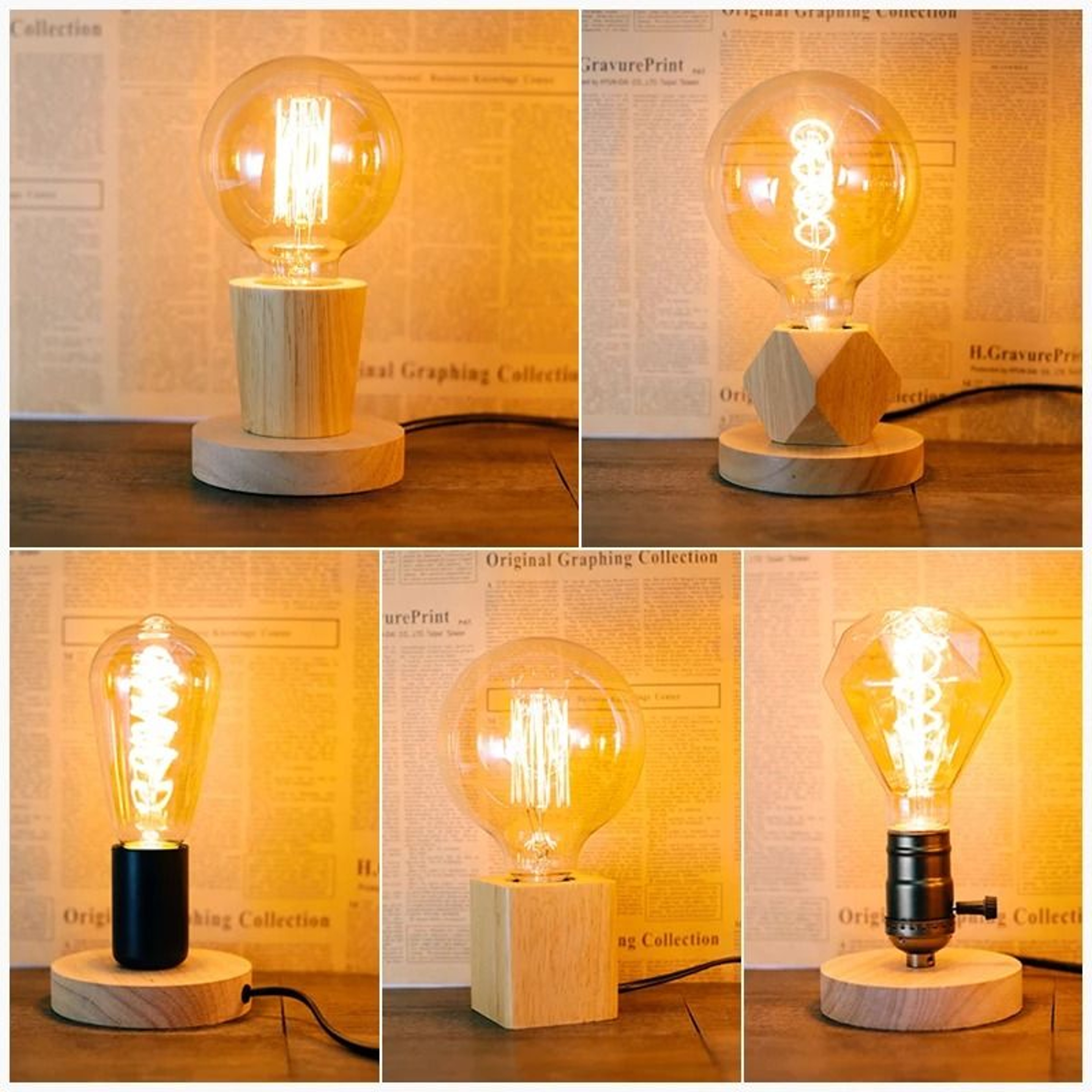 Modern Polyhedron Wooden Table Lamp With E27 Socket For Warm Decor 10