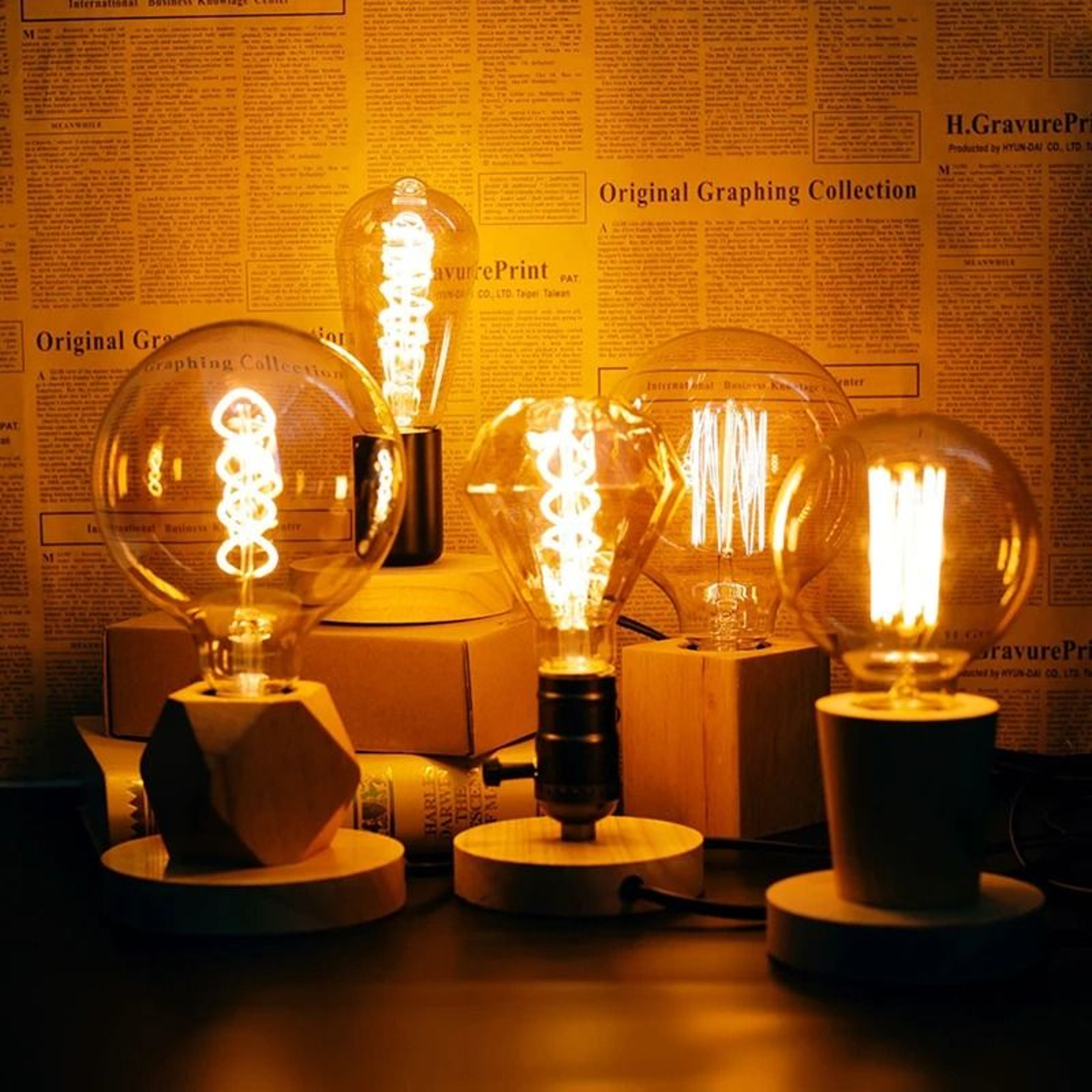 Modern Polyhedron Wooden Table Lamp With E27 Socket For Warm Decor 9