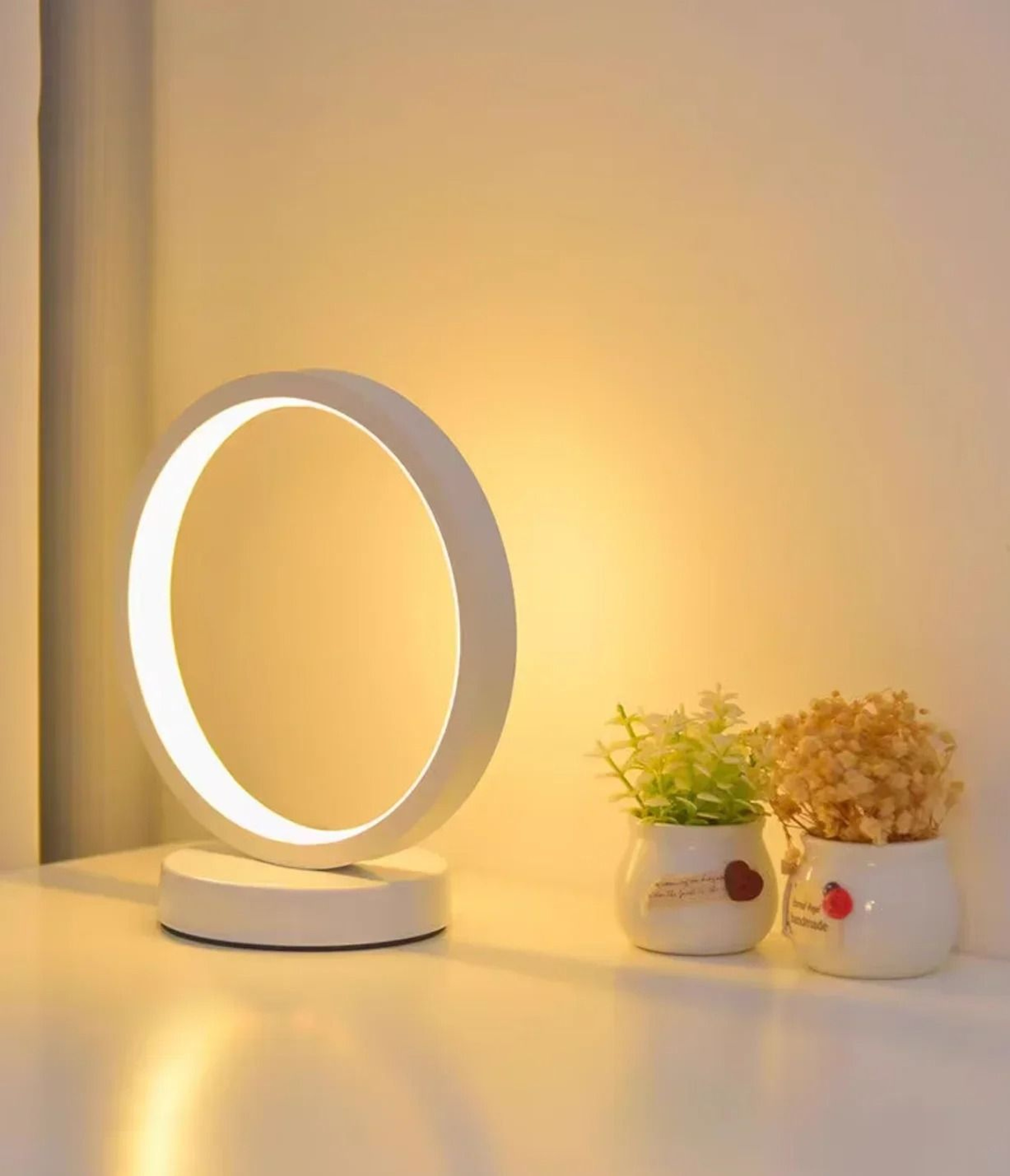 Modern Dimmable LED Ring Table Lamp Creates Soft Elegant Ambiance Anywhere 0