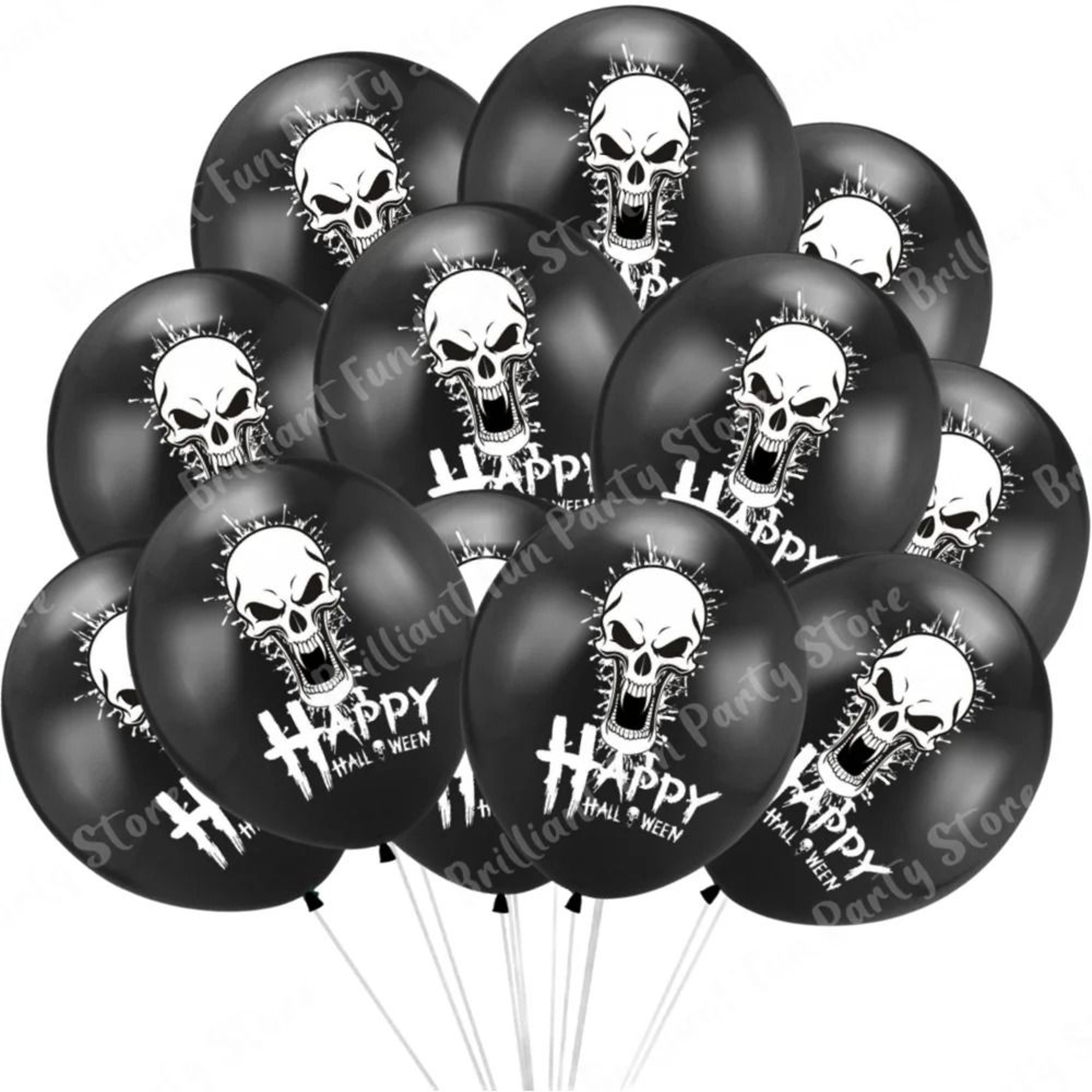 Halloween Latex Balloons In Black Orange White And Pink Party Colors 9