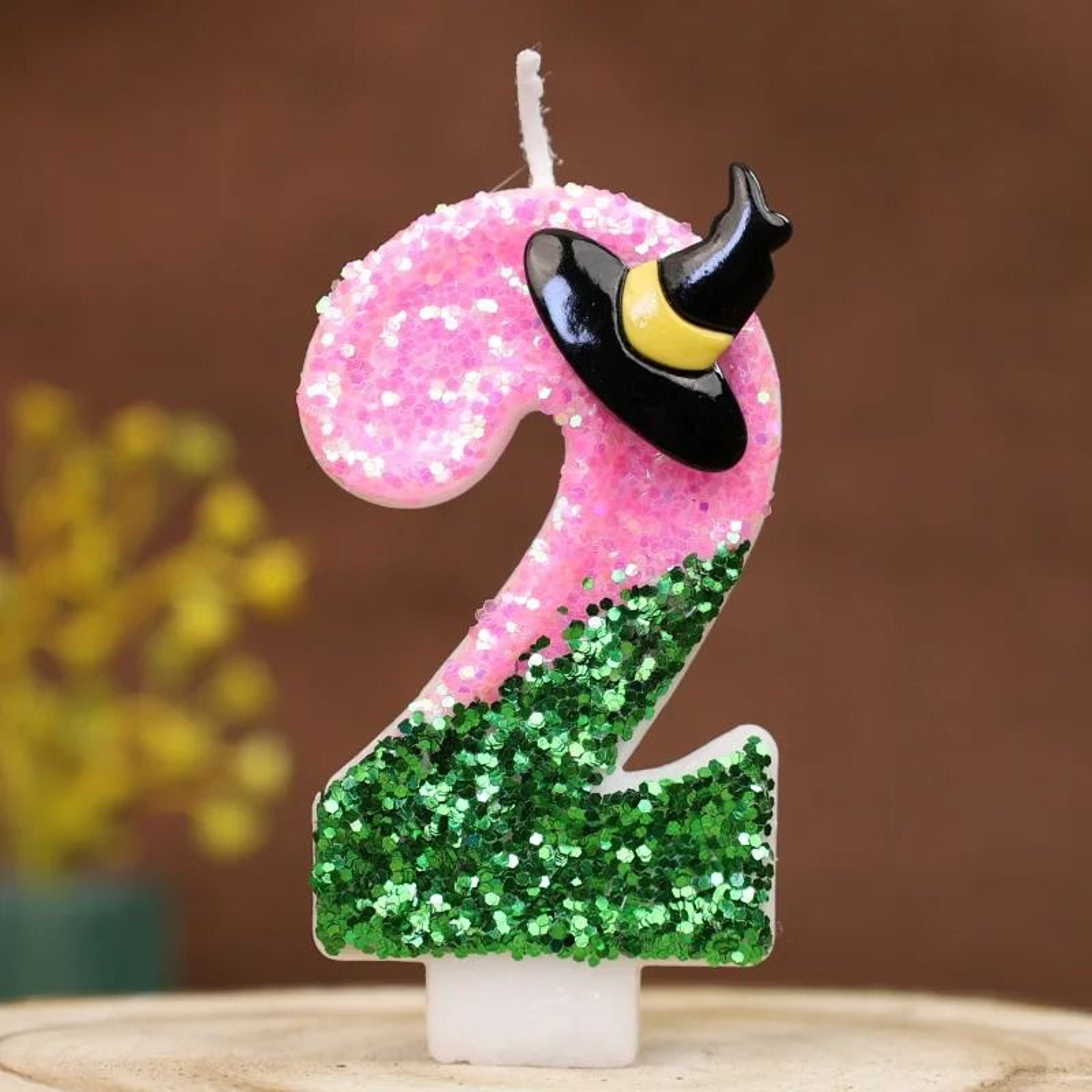 Pink Green Witch Number Birthday Candle For Magical Themed Cake Celebrations 3