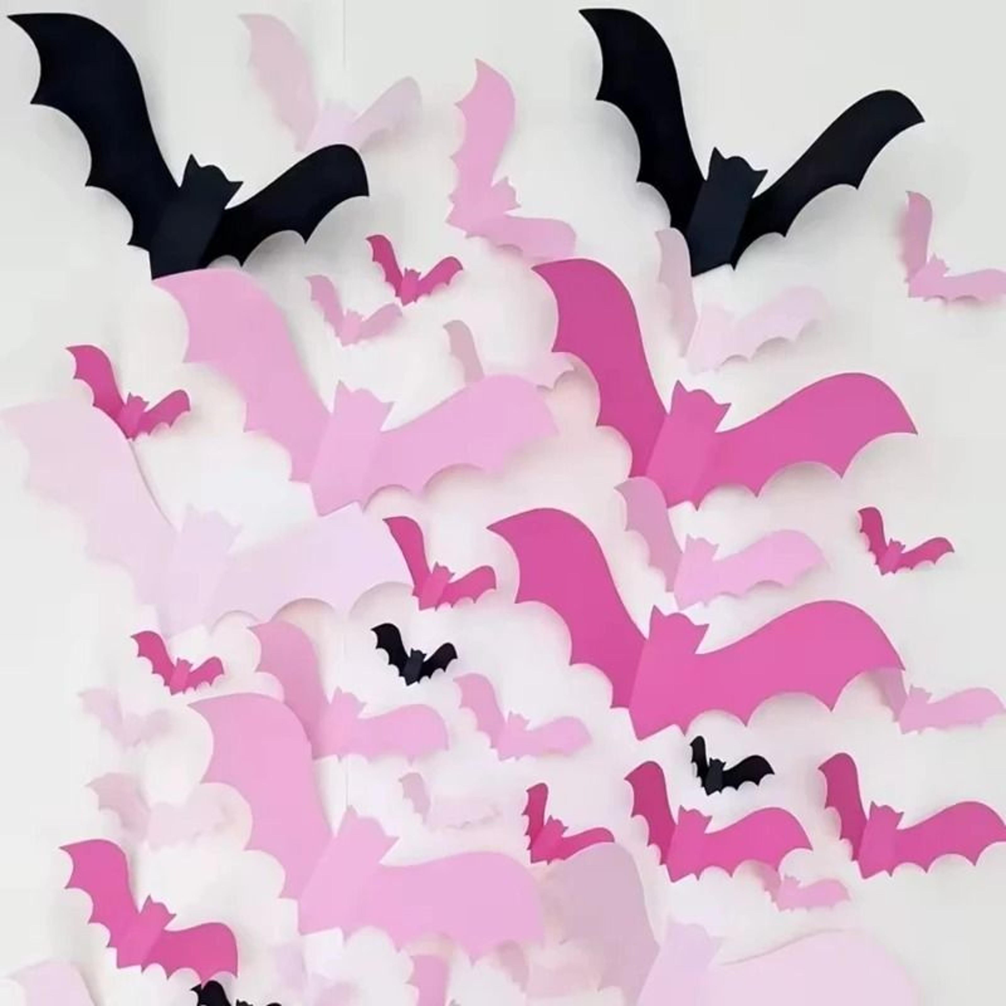 Twenty Four Piece Pink Bat Wall Stickers For Cute Halloween Displays 5