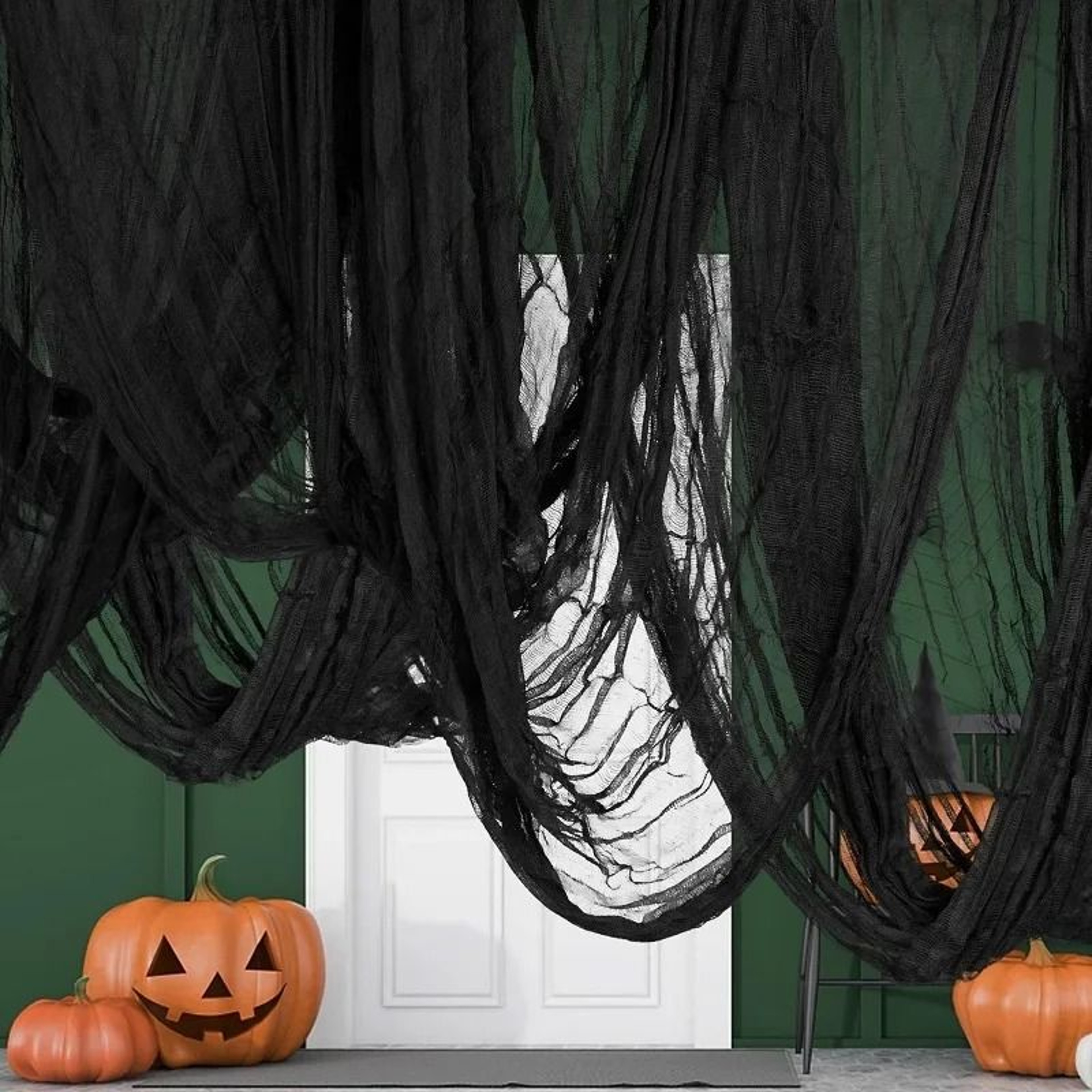 Tattered Black Halloween Gauze Cloth For Haunted Doors Tables And Walls 2