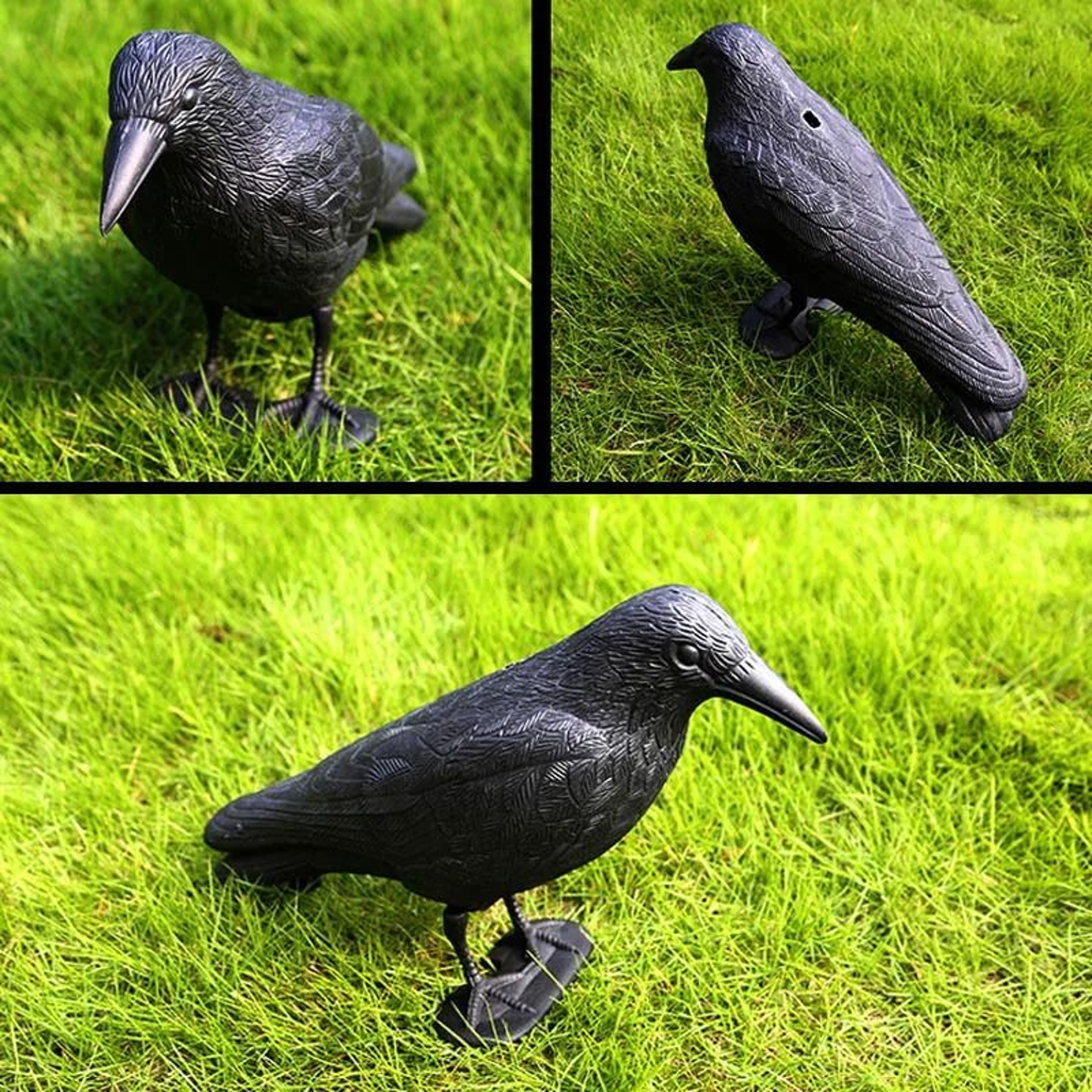 Realistic Black Crow Decoy For Bird Control And Halloween Party Decor 5
