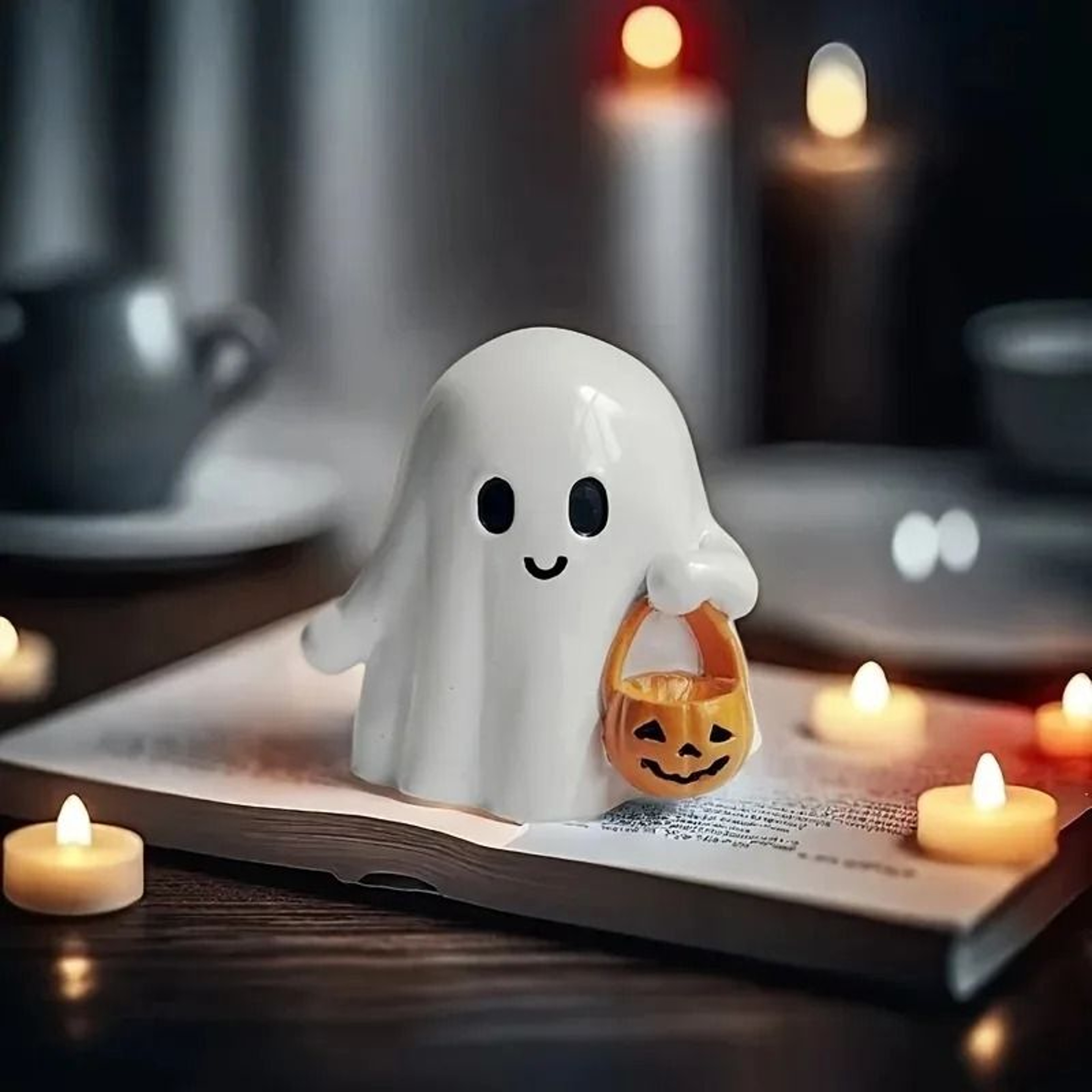 Cute Anime Pumpkin Statue For Charming Halloween Rooms Desks And Displays 3