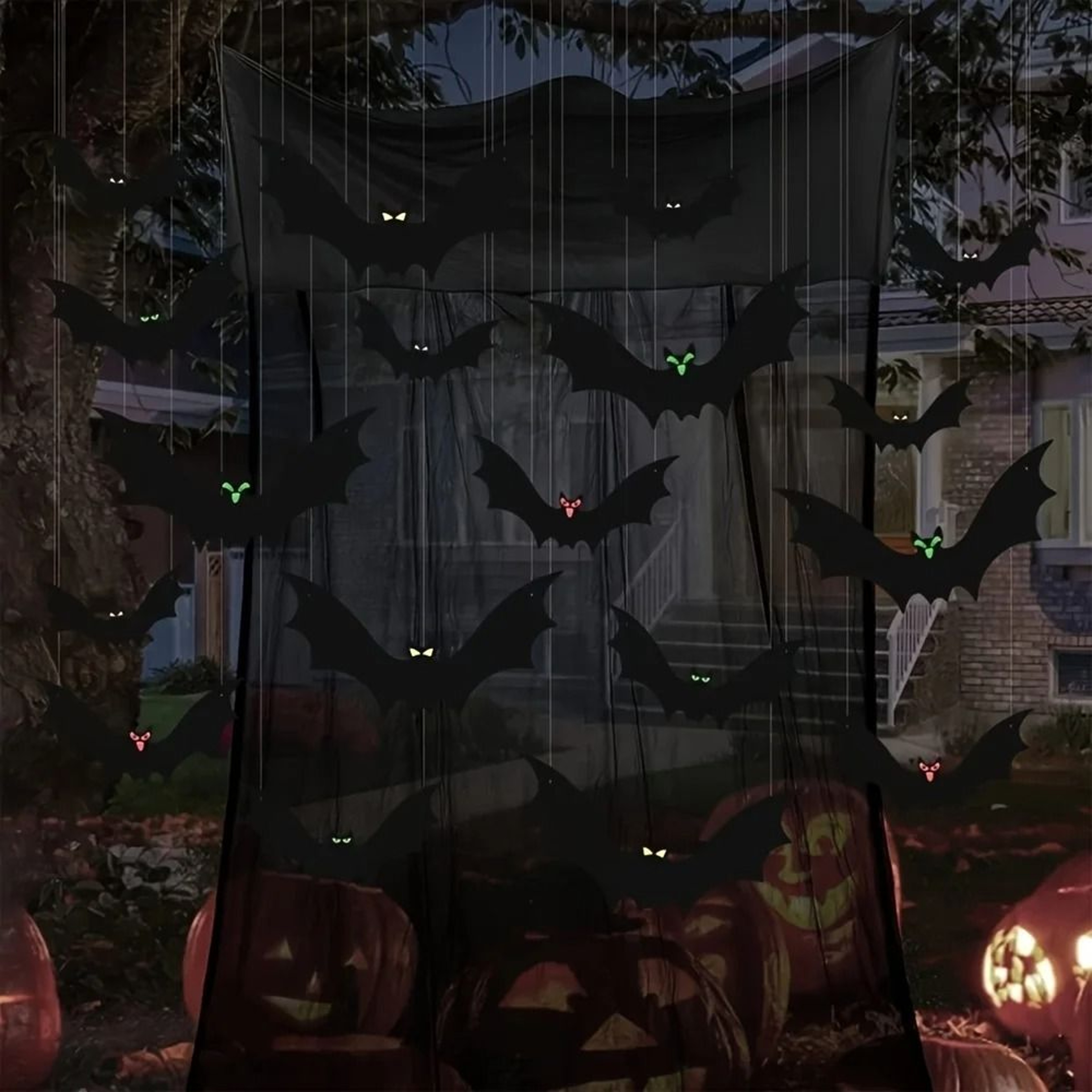 Hanging Flying Bats Halloween Outdoor Decorations 5