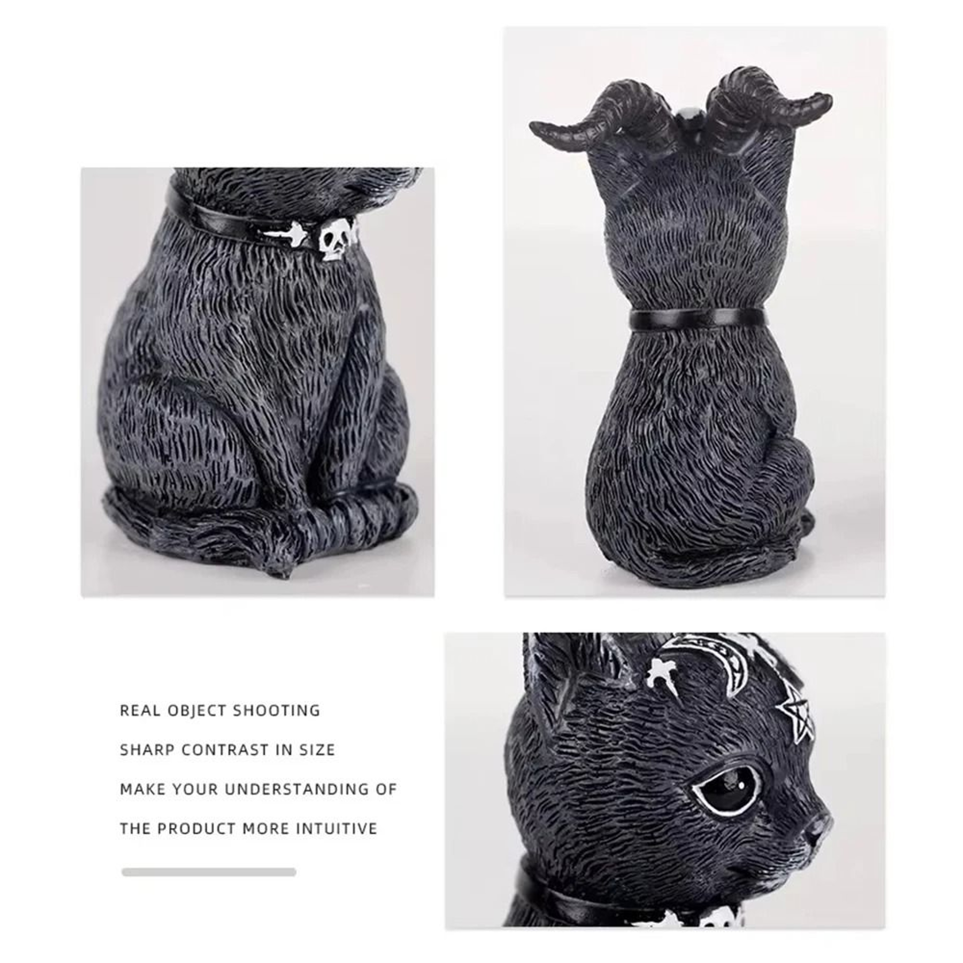 Mystical Black Witch Cat Resin Statue 5