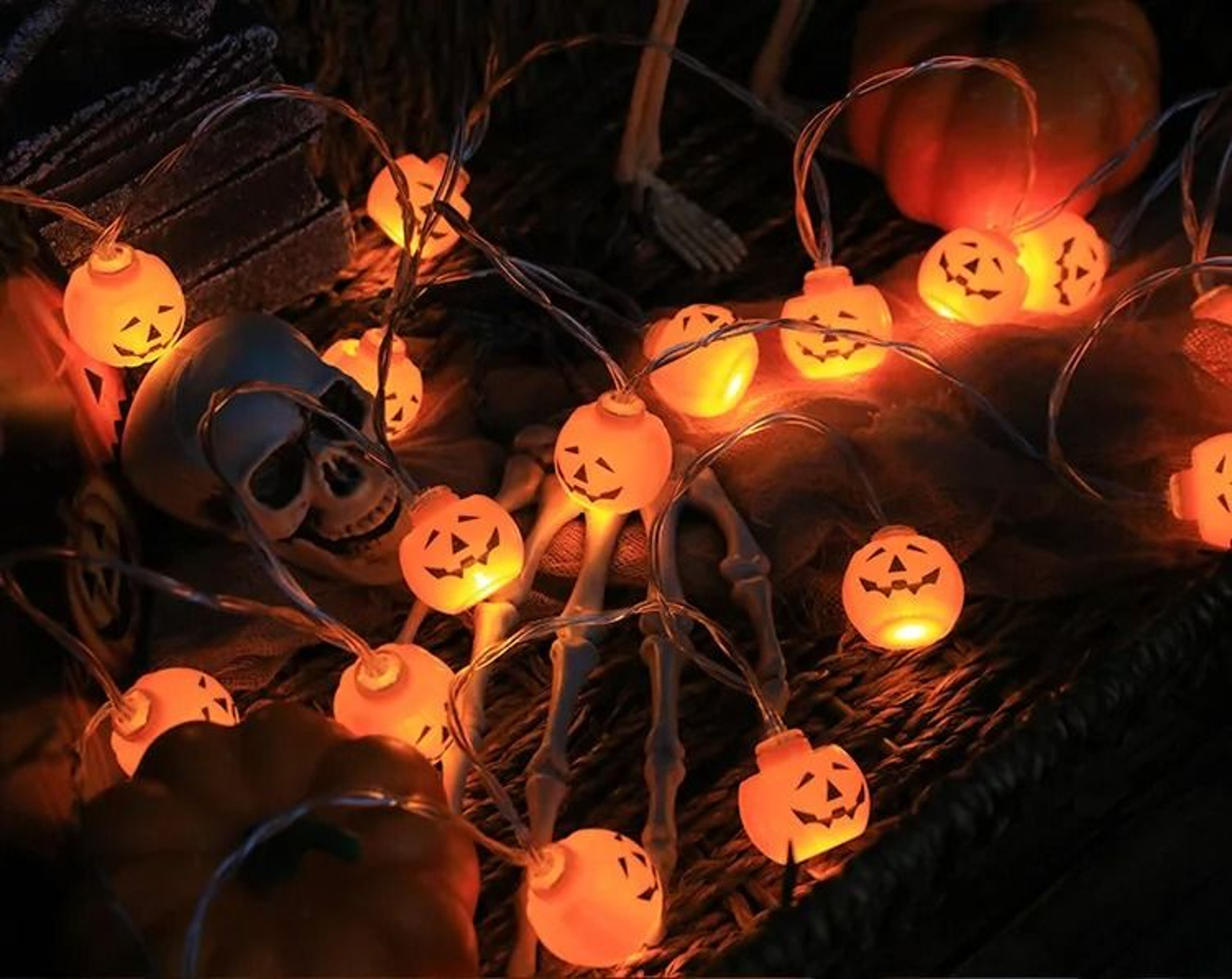 Pumpkin Skull Eyeball Halloween LED String Lights 12