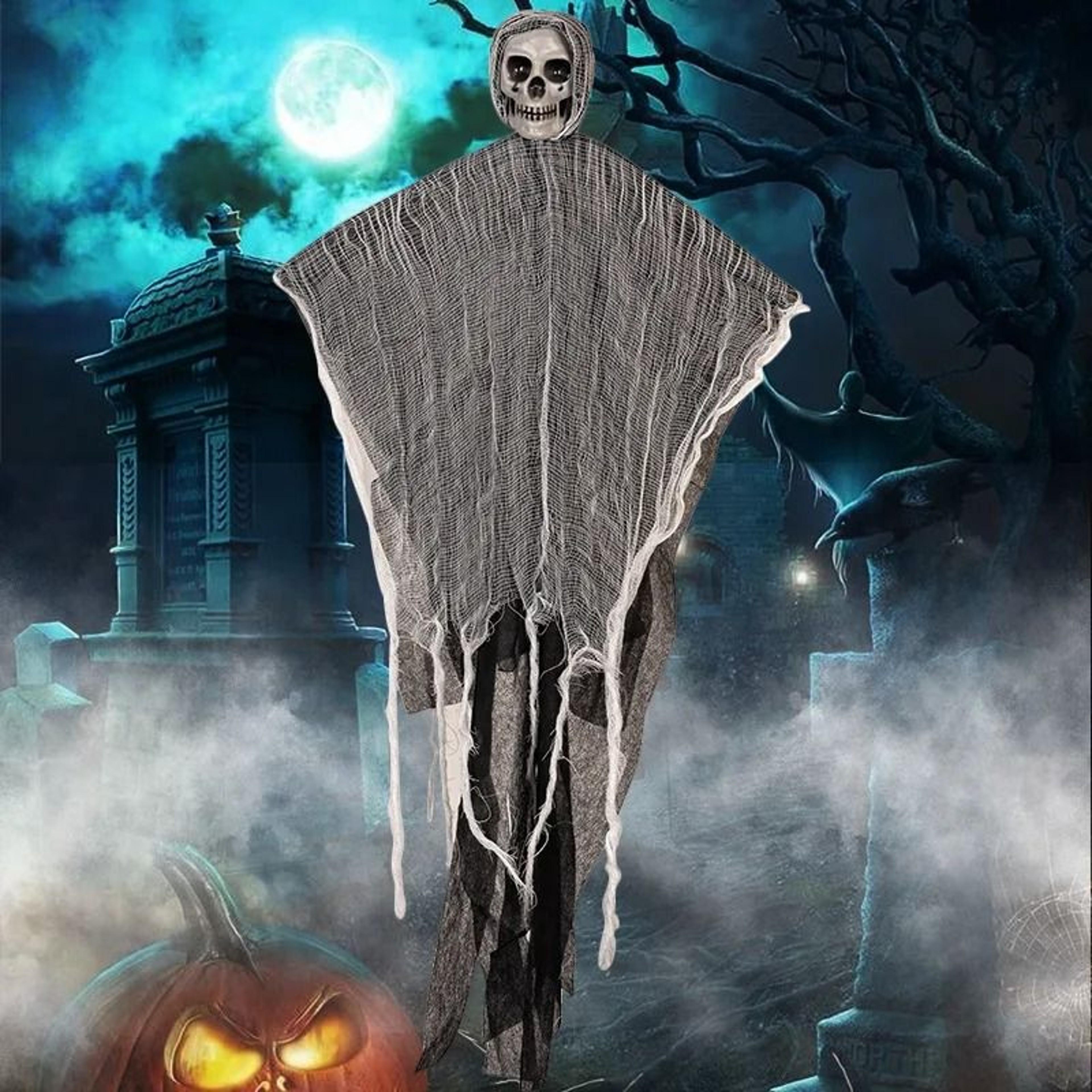 Hanging Skull Ghost Halloween Decoration 0
