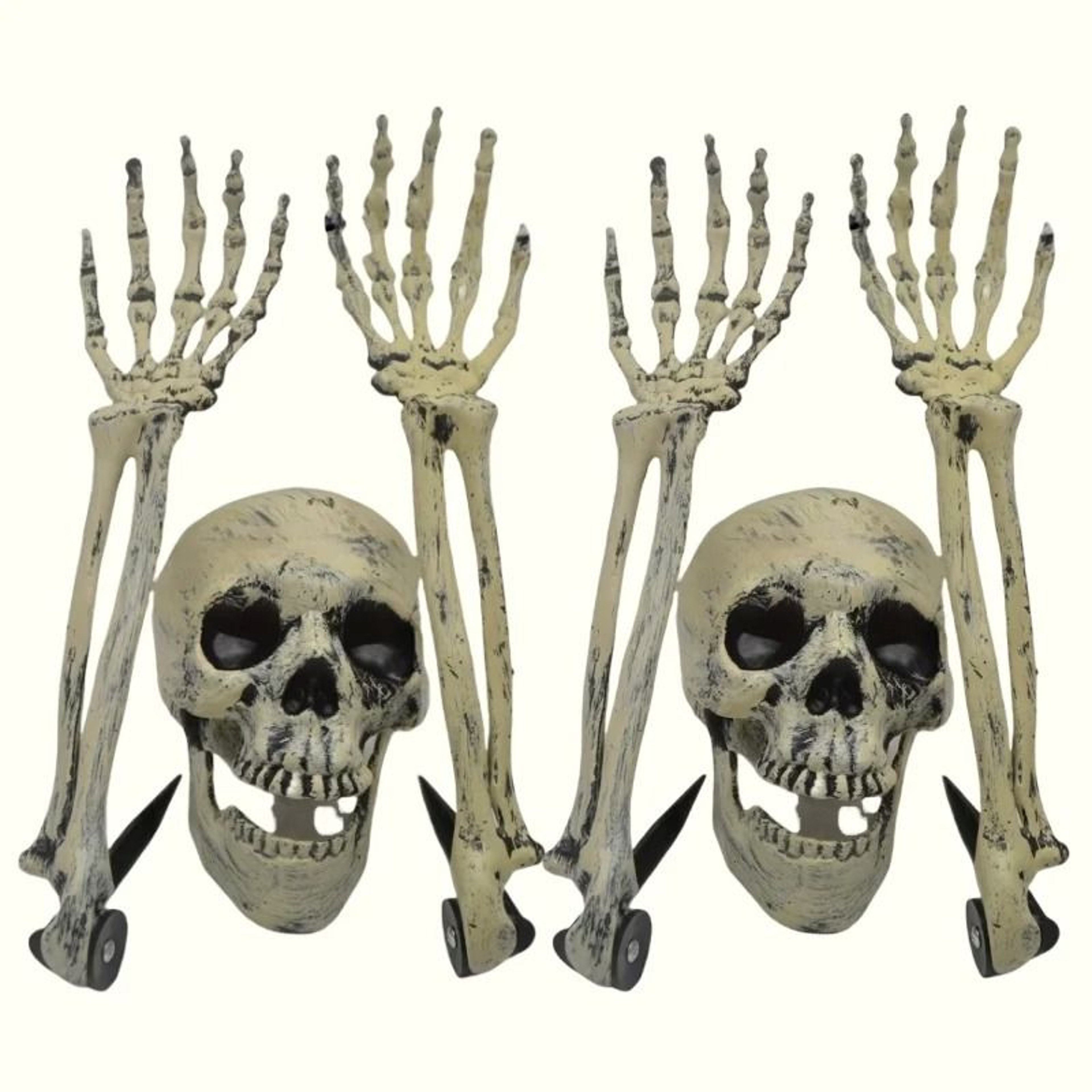 Creeping Skeleton Skull And Hand Yard Stakes 5