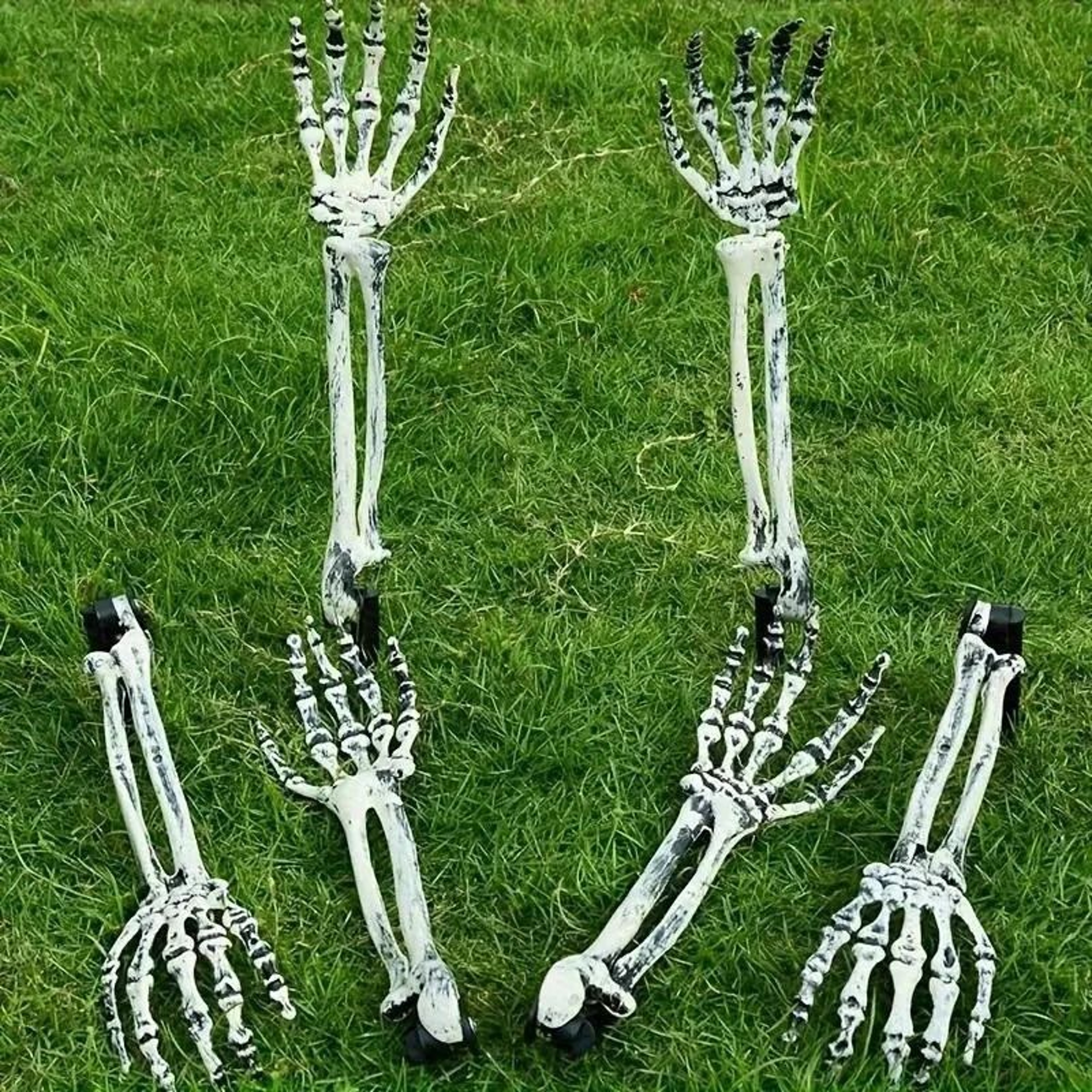 Creeping Skeleton Skull And Hand Yard Stakes 6