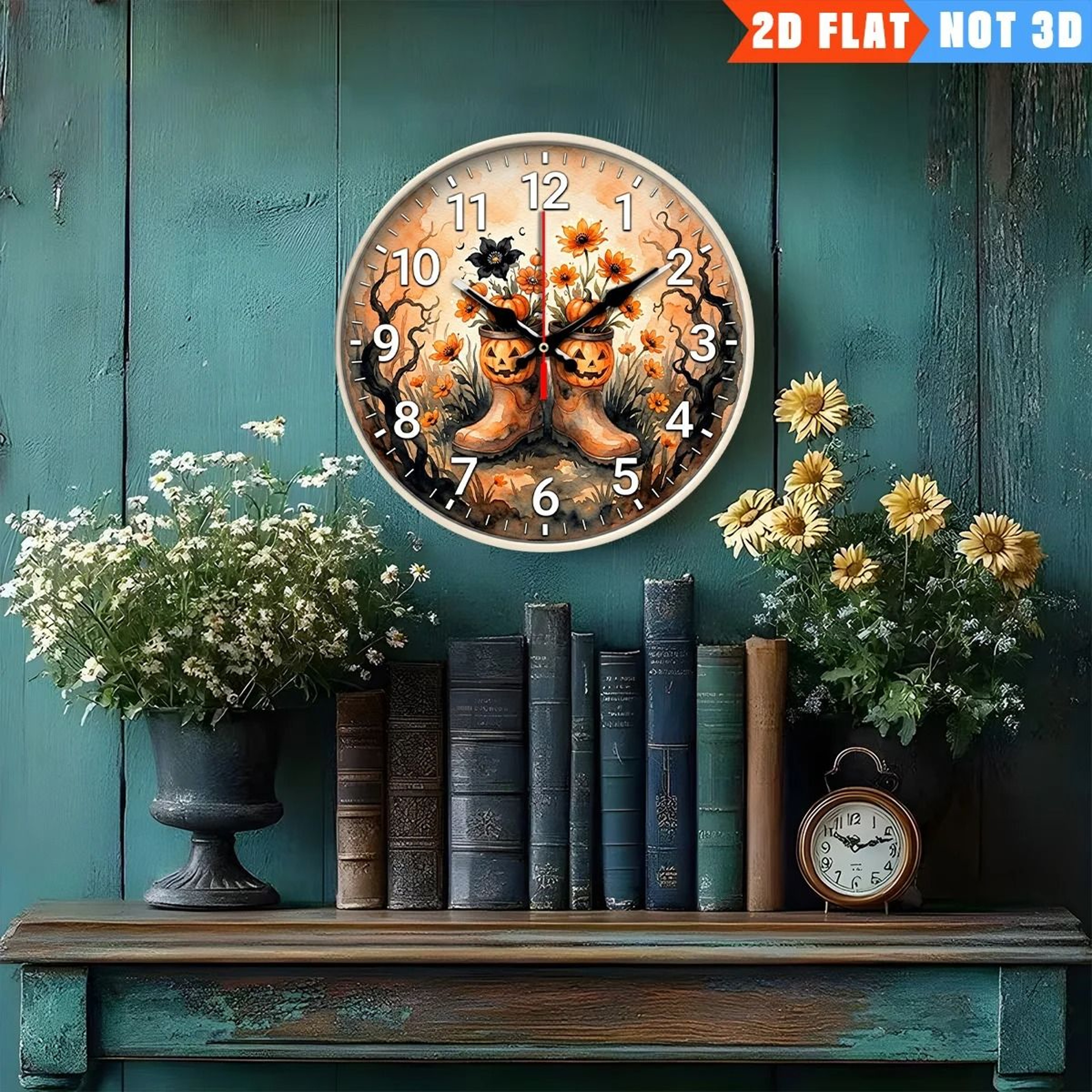 Whimsical Pumpkin Head Rain Boots Silent Wall Clock For Stylish Home Decor Gifts 3