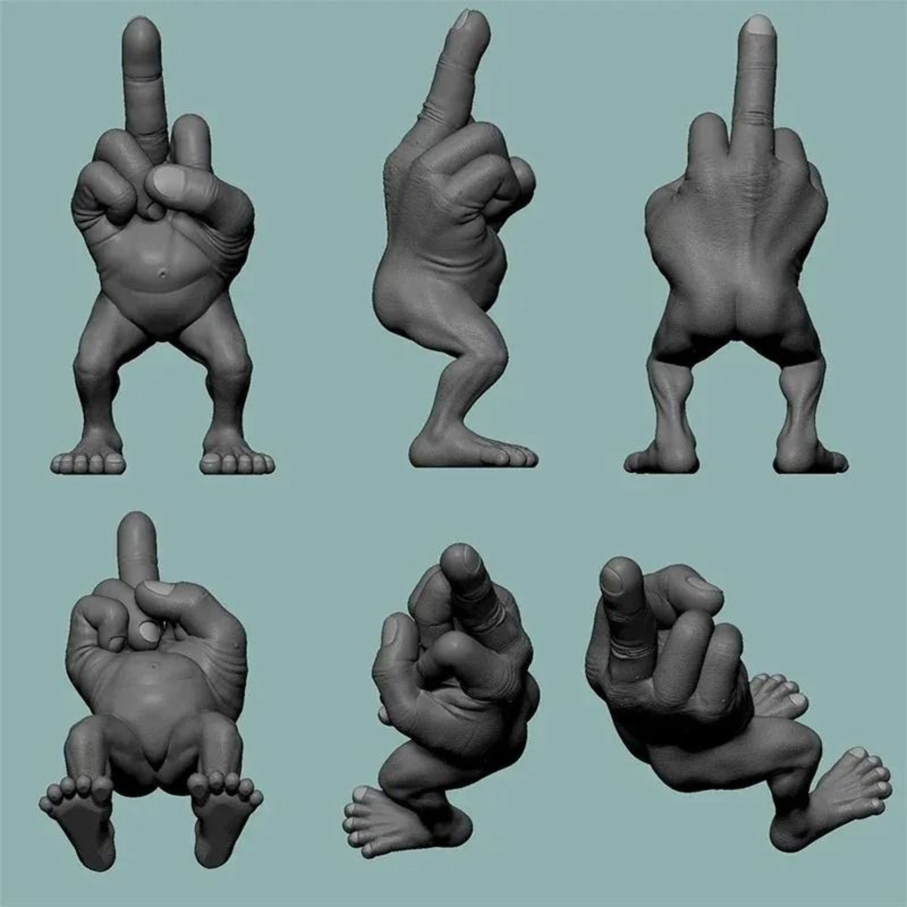 Funny Walking Middle Finger Figure 3D Printed Desk Ornament For Offices And Gifts 0