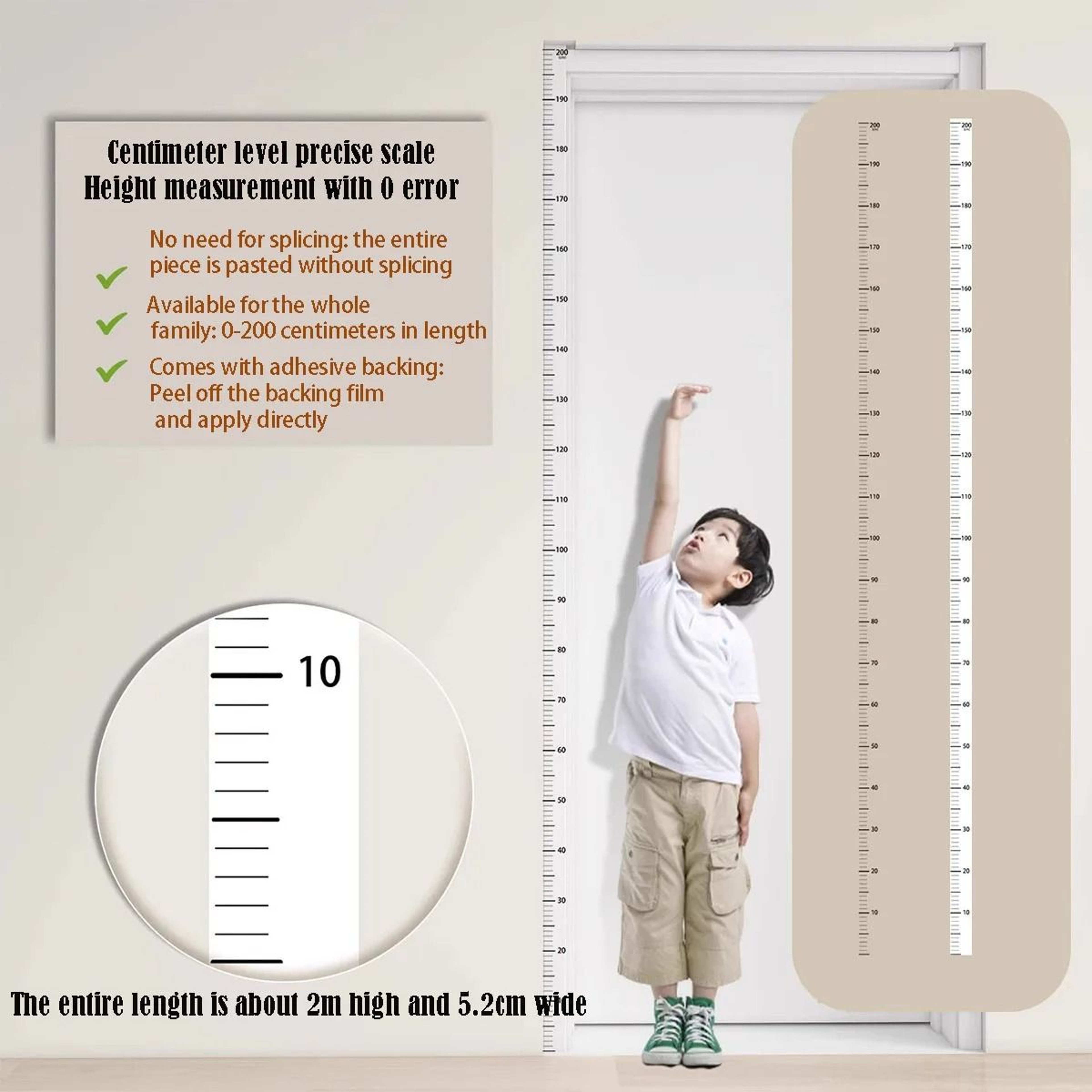 Waterproof Self Adhesive Height Chart Sticker For Easy Growth Tracking Anywhere 2