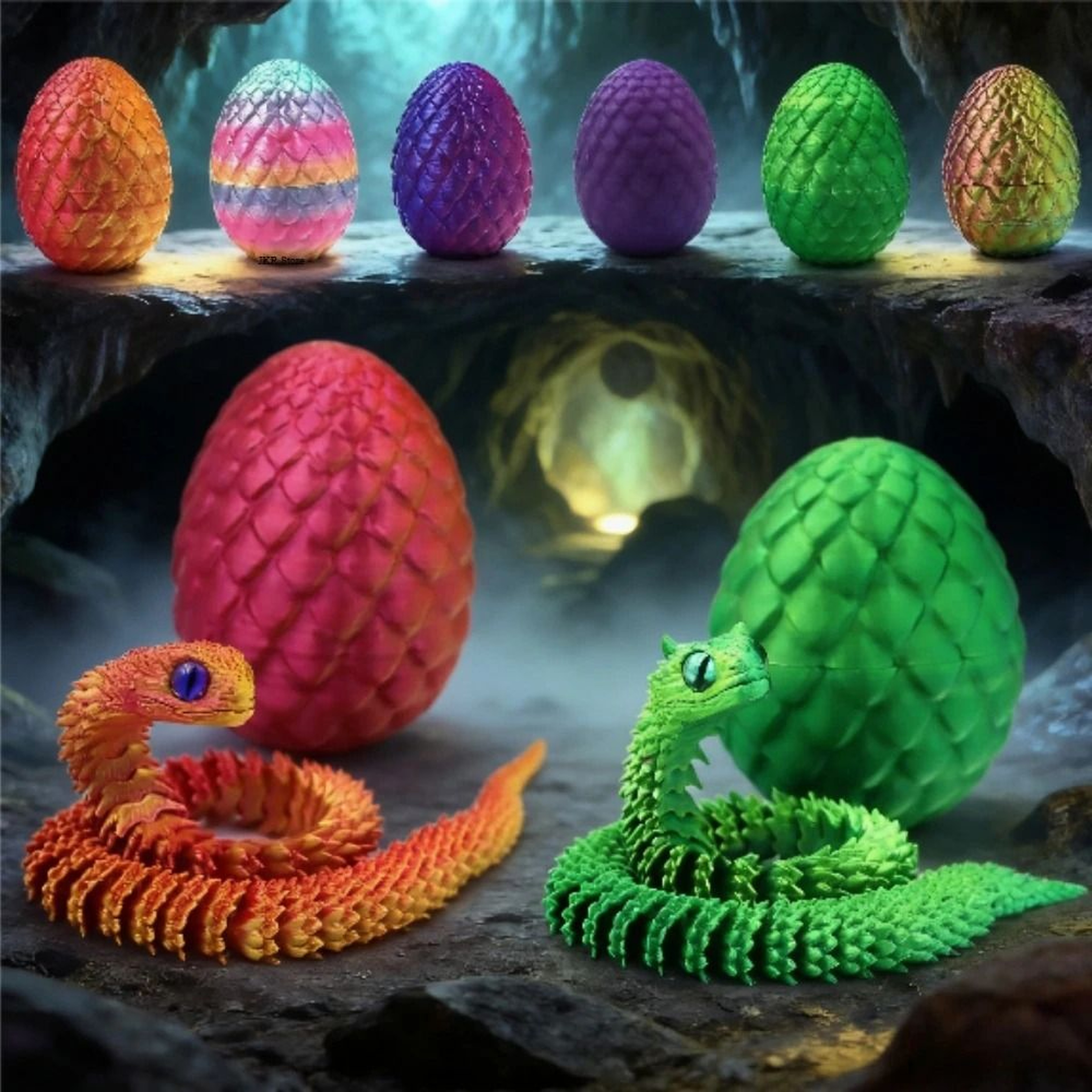 Articulated 3D Printed Snake Egg Toy For Flexible Desk Display Fun 0