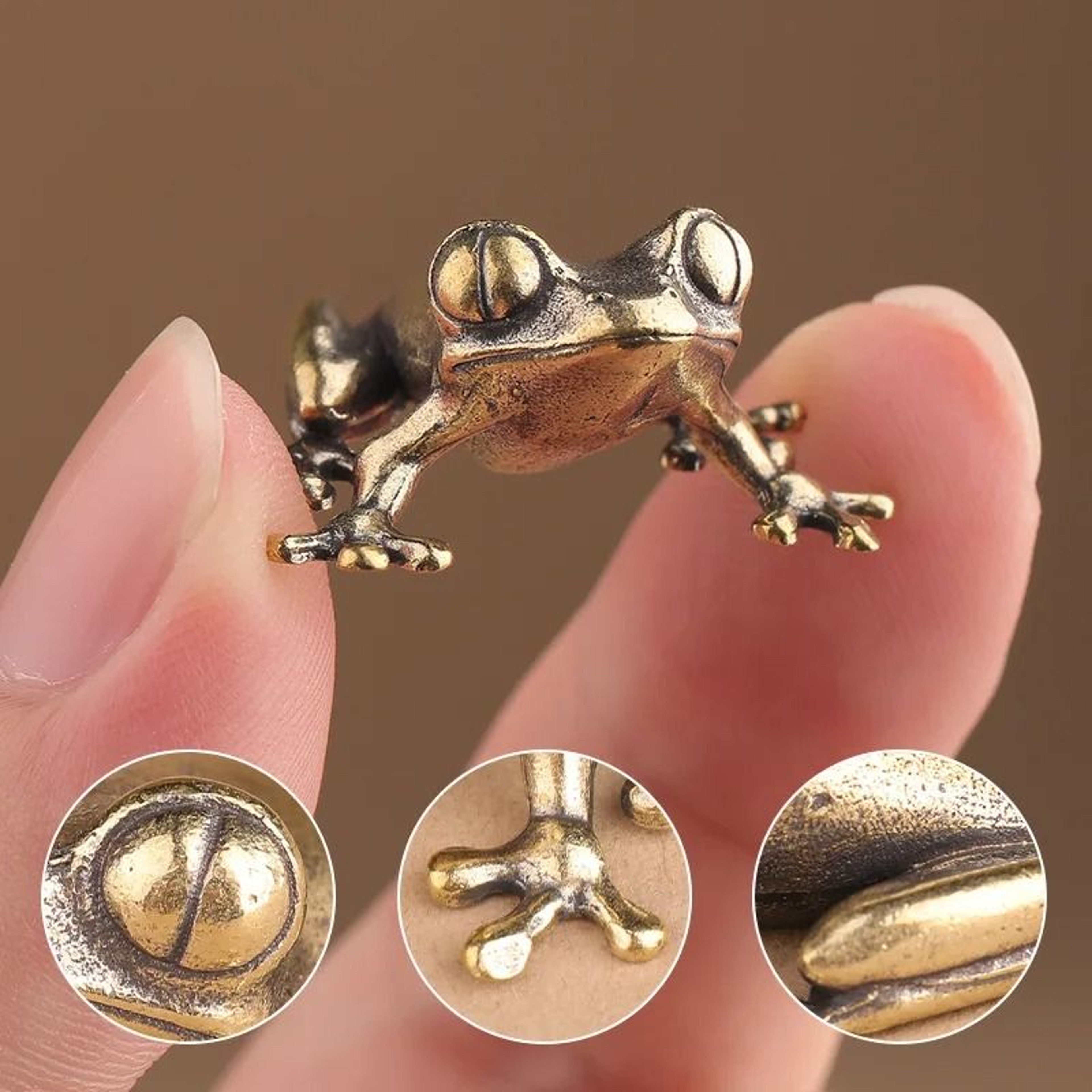 Retro Brass Frog Figurine Adds Vintage Charm To Desks And Teaware 0