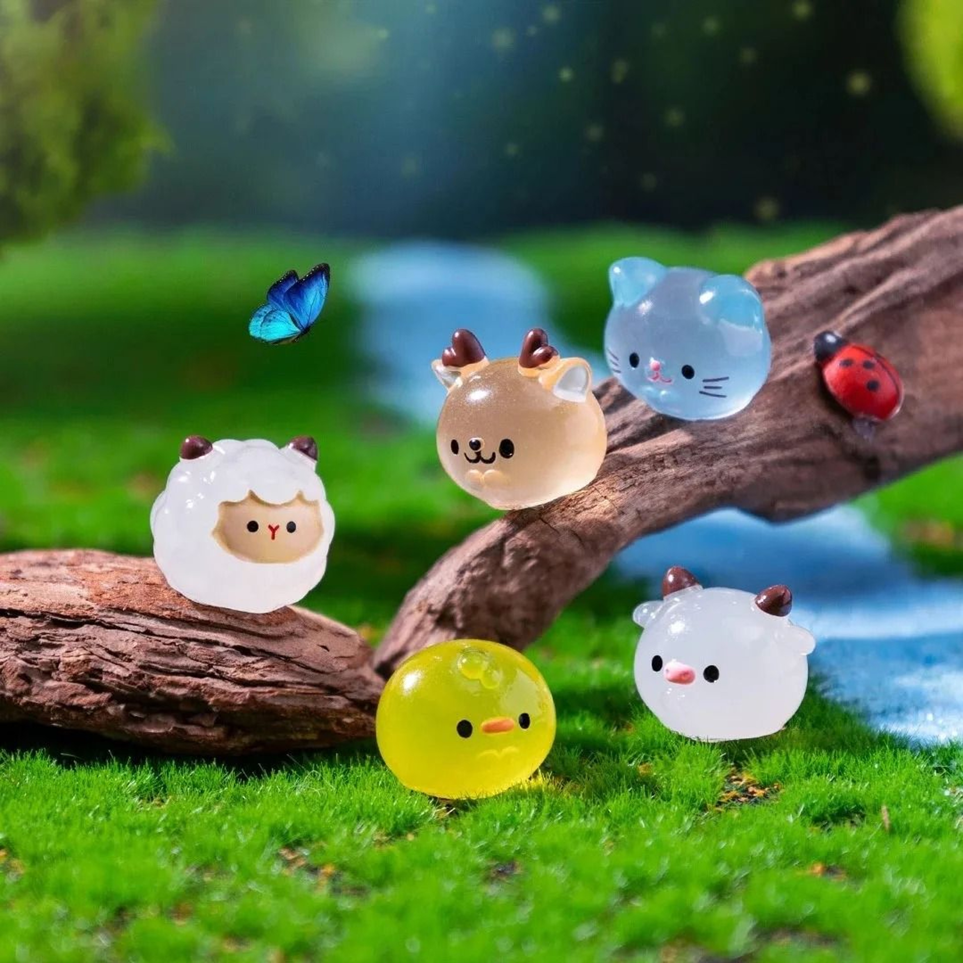Twelve Luminous Resin Animal Figurines Create Magical Miniature Garden Scenes Nightly 3