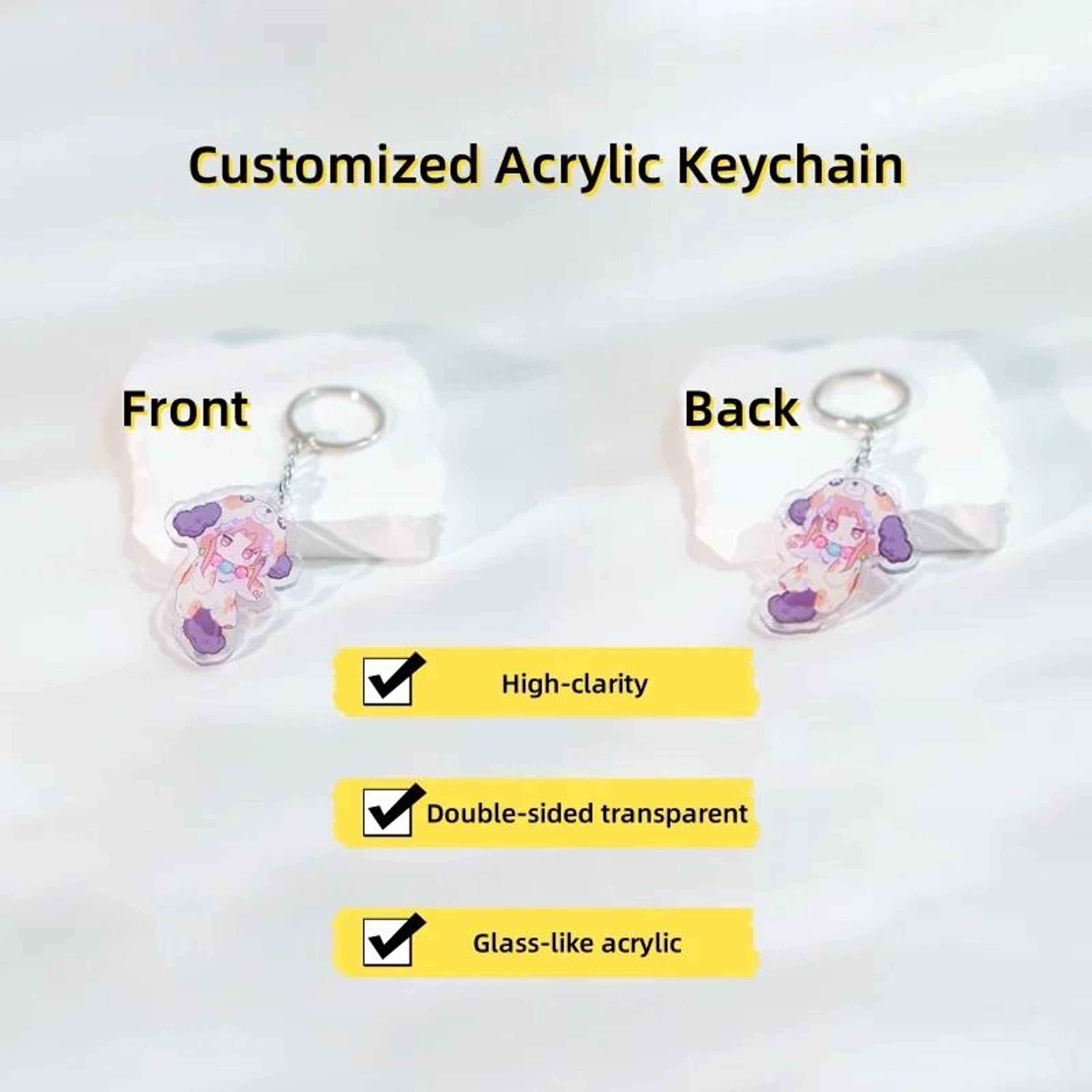 Personalized Clear Acrylic Anime Keychain For Bags Gifts And Couple Accessories 5