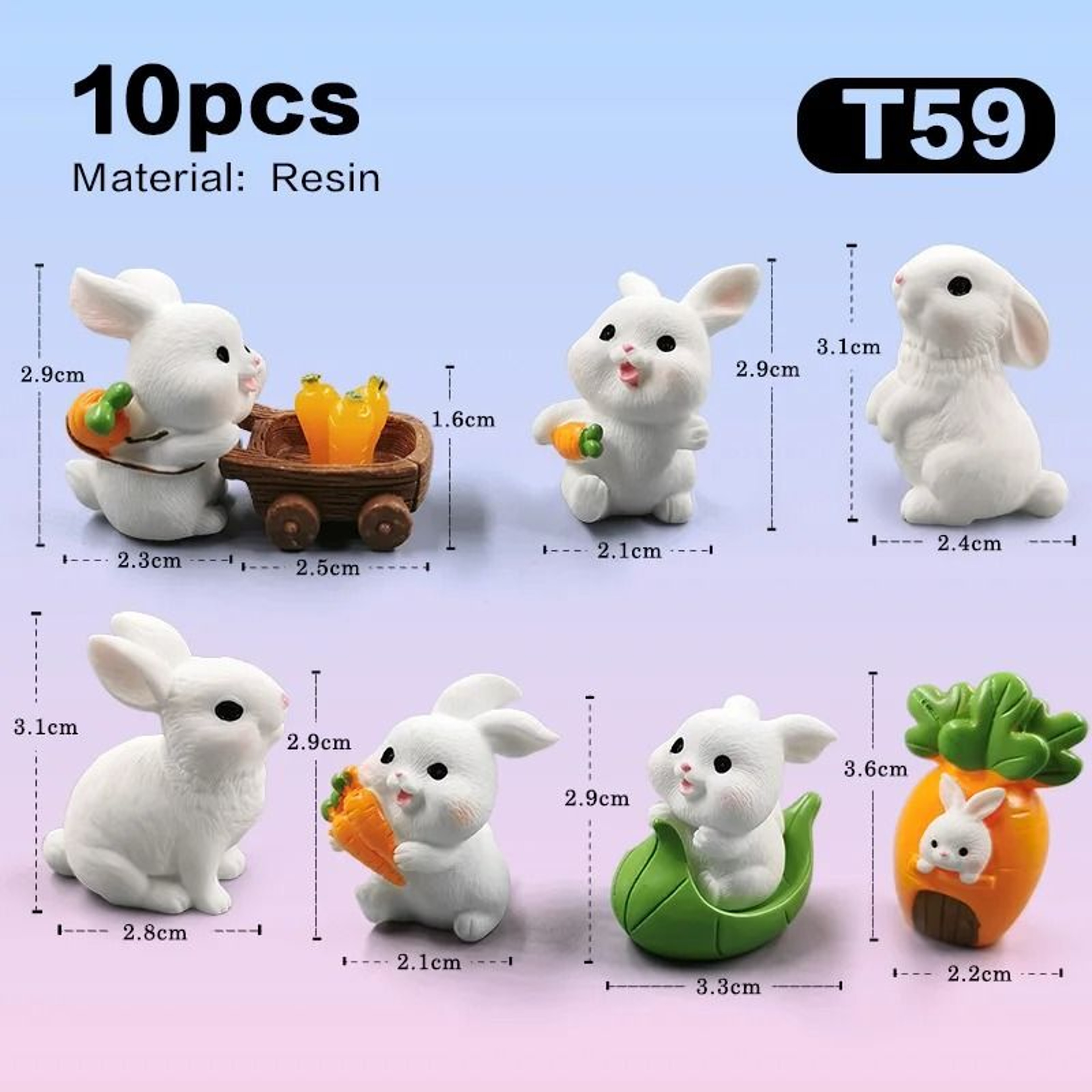 Cute Mini Easter Rabbit Figurine For Fairy Gardens Desks Home Decor 13