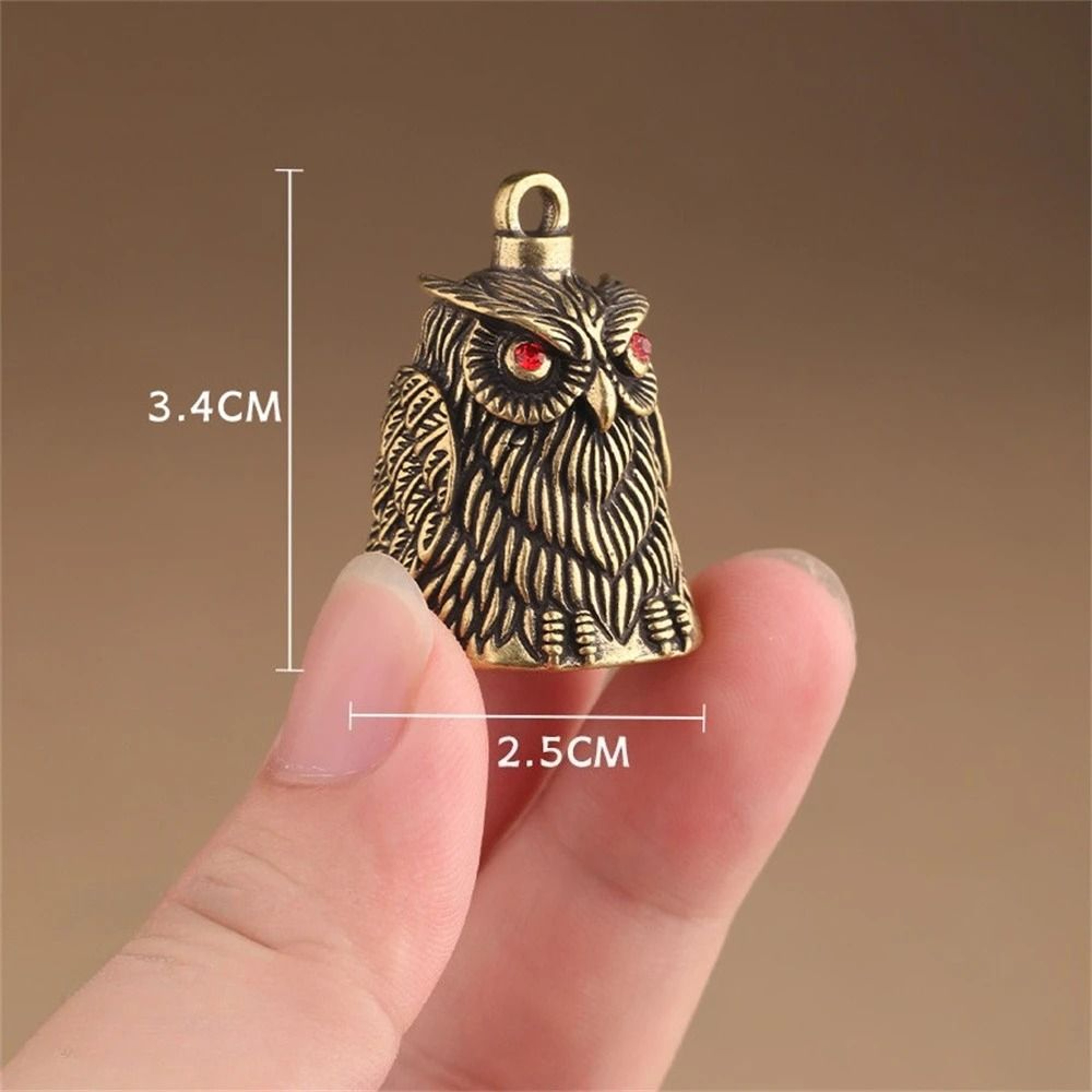 Vintage Brass Owl Bell Ornament For Keychains Wind Chimes Home Decor 1